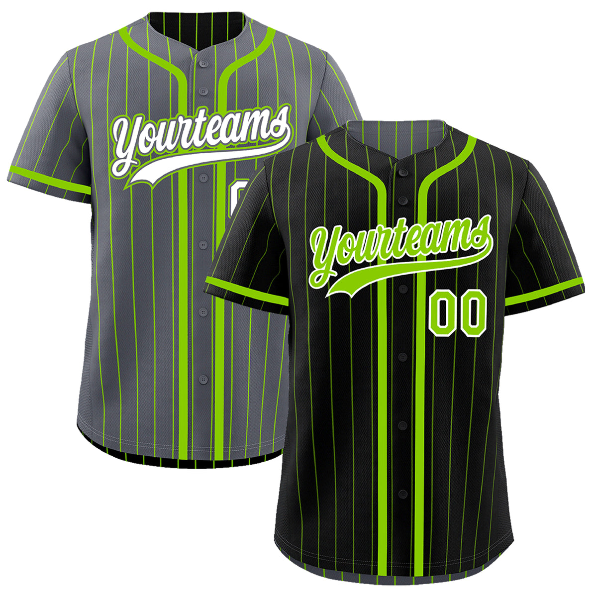 Custom Black Neon Green Reversible Gradient Fashion Lightweight Baseball Jersey| KXKSHOP