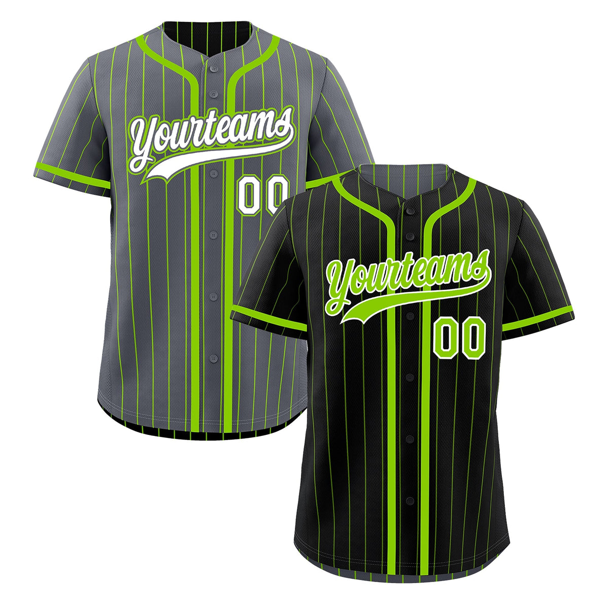 Custom Black Neon Green Reversible Gradient Fashion Lightweight Baseball Jersey| KXKSHOP