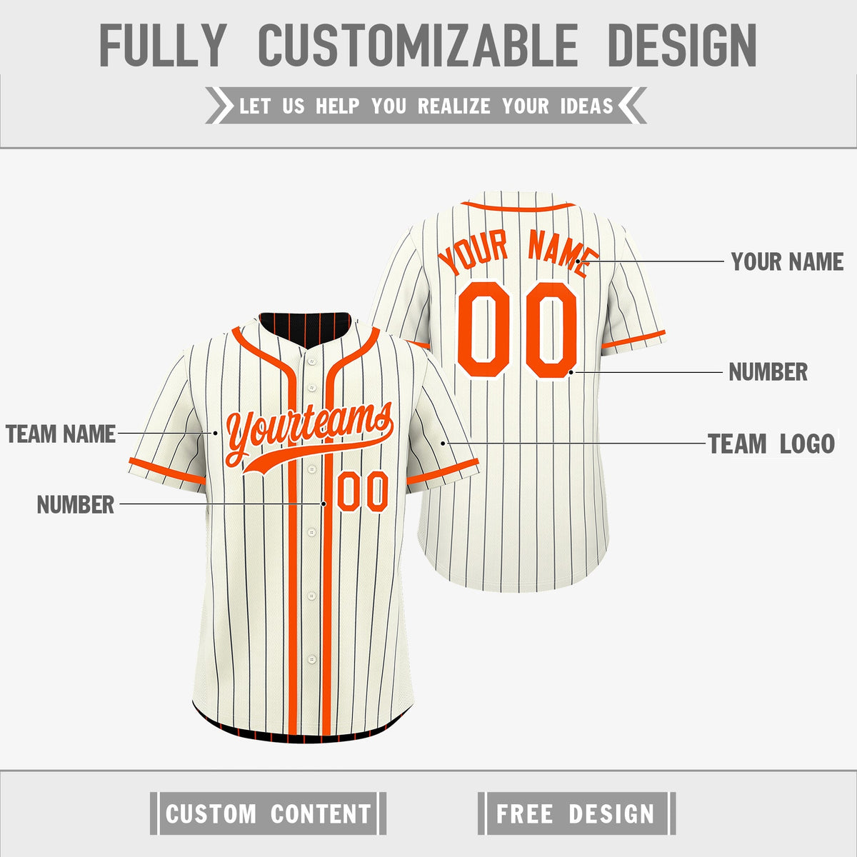 Custom Cream Black Orange Reversible Gradient Fashion Breathable Baseball Jersey| KXKSHOP