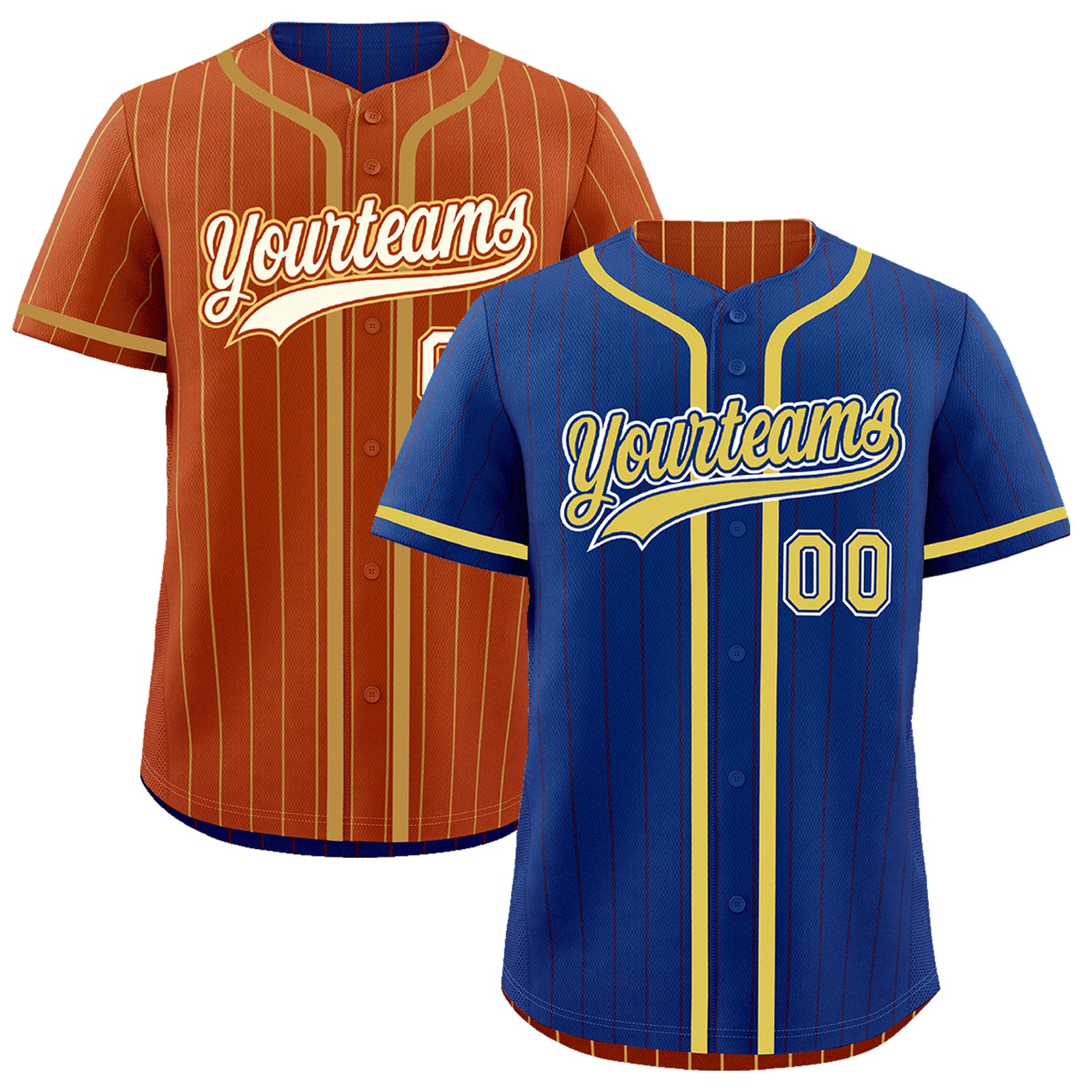 Custom Royal Blue Dark Orange Reversible Gradient Fashion Lightweight Baseball Jersey| KXKSHOP