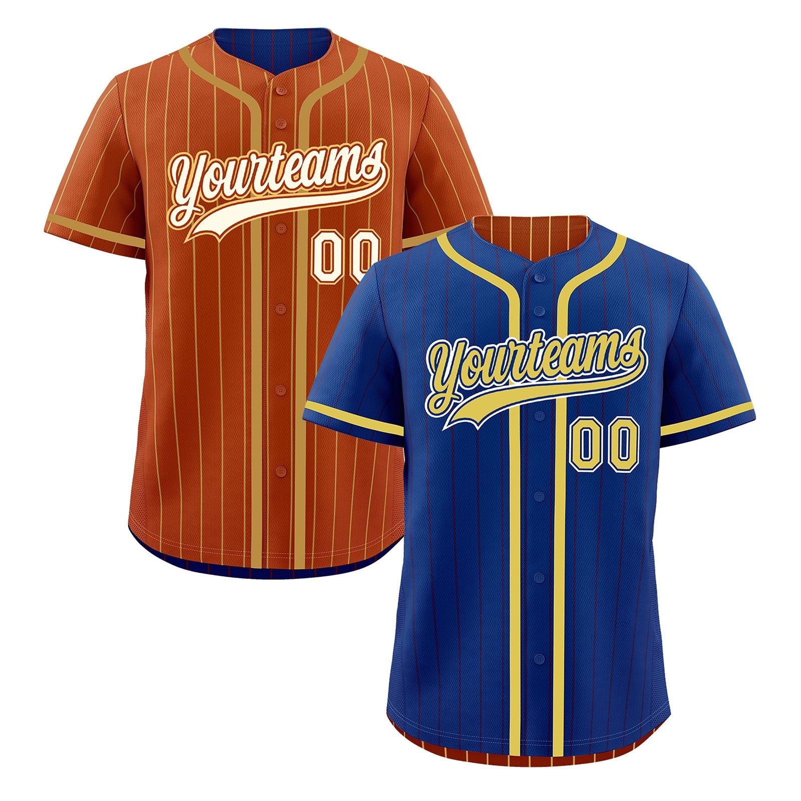 Custom Royal Blue Dark Orange Reversible Gradient Fashion Lightweight Baseball Jersey| KXKSHOP