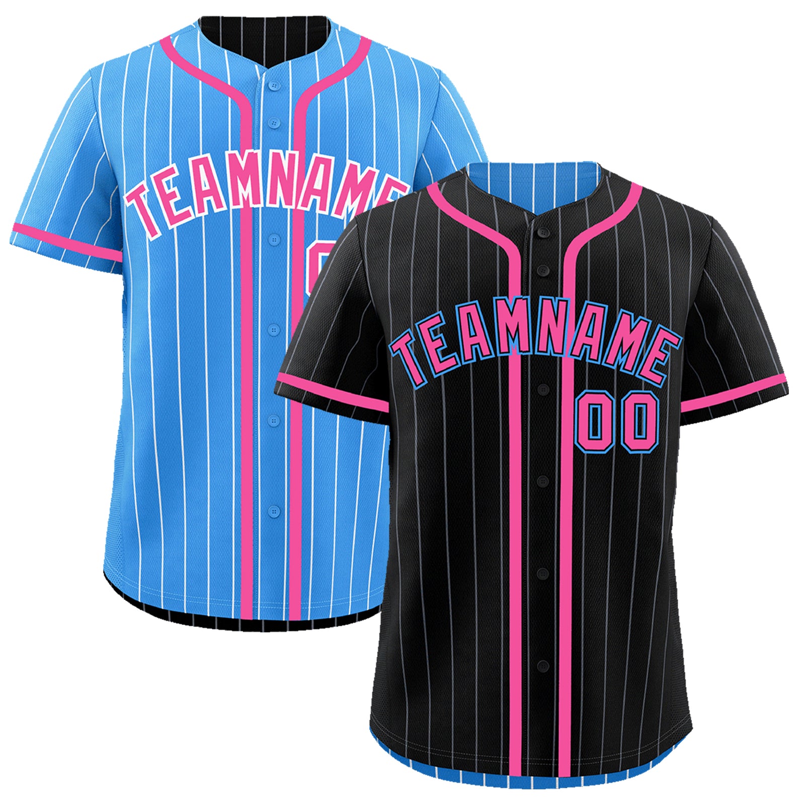 Custom Black Powder Blue Reversible Gradient Fashion Breathable Baseball Jersey| KXKSHOP