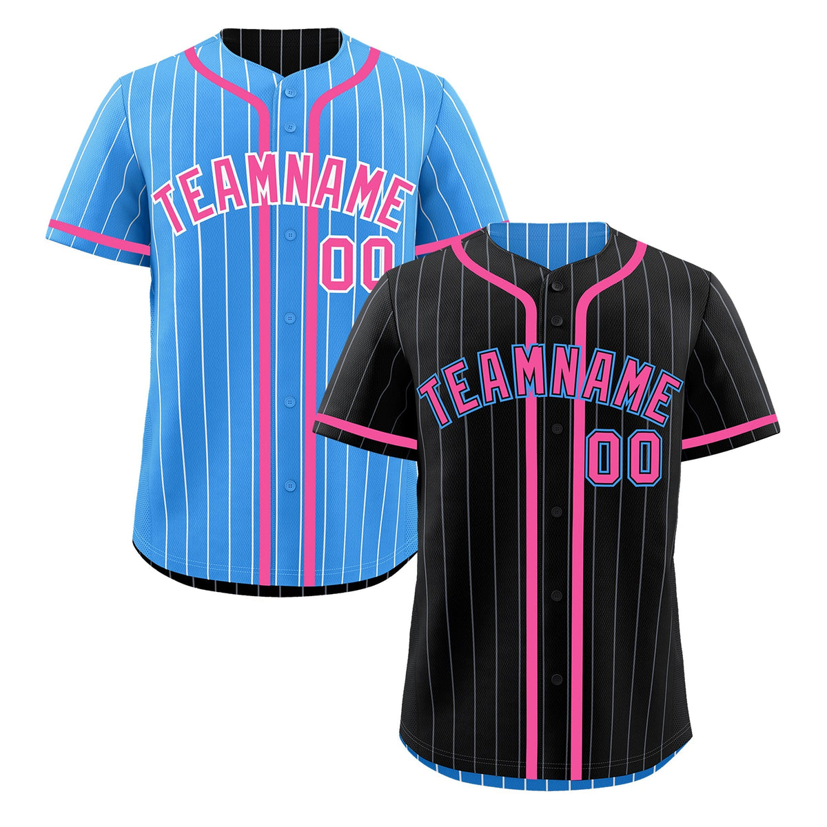 Custom Black Powder Blue Reversible Gradient Fashion Breathable Baseball Jersey| KXKSHOP