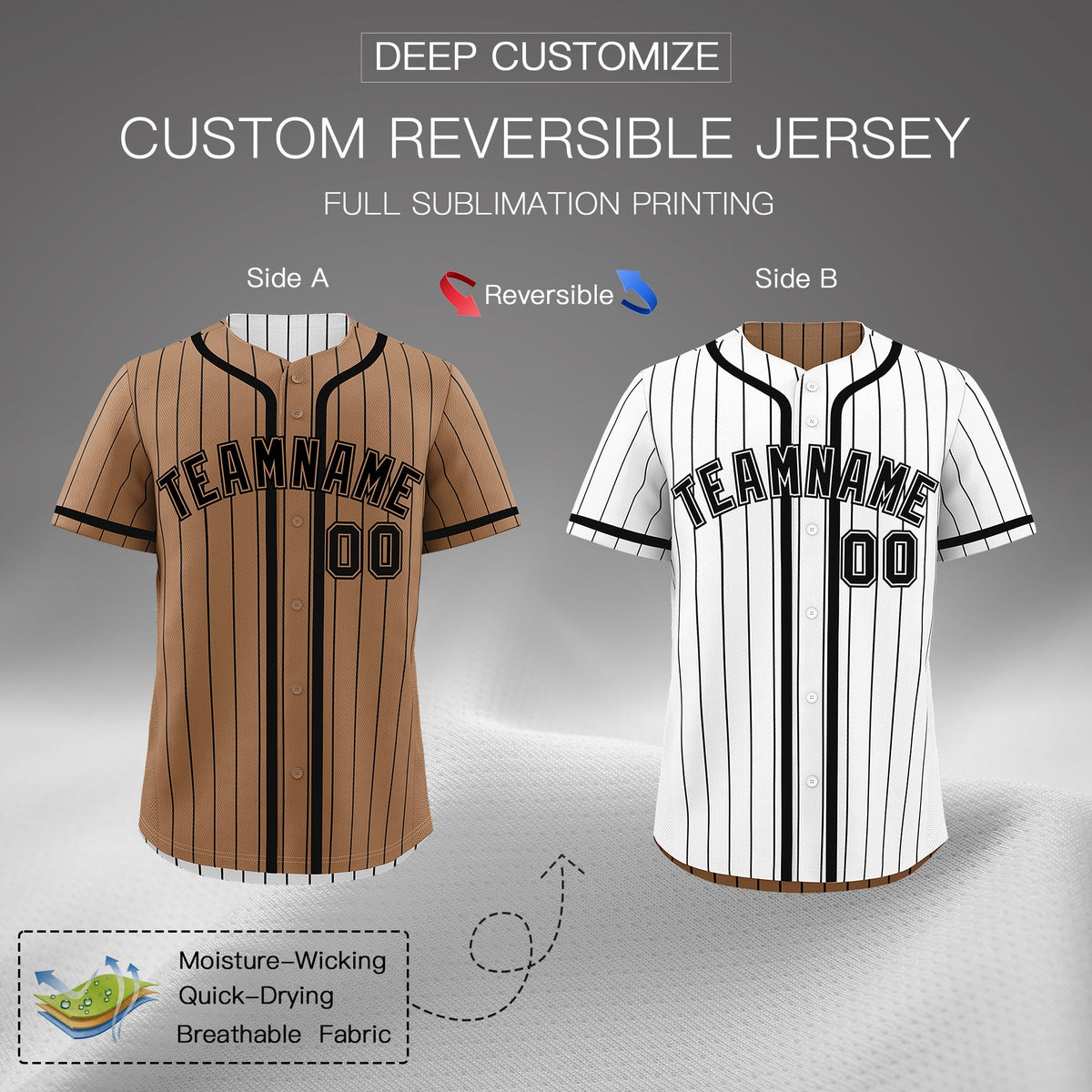 Custom White Black Reversible Gradient Fashion Lightweight Baseball Jersey| KXKSHOP