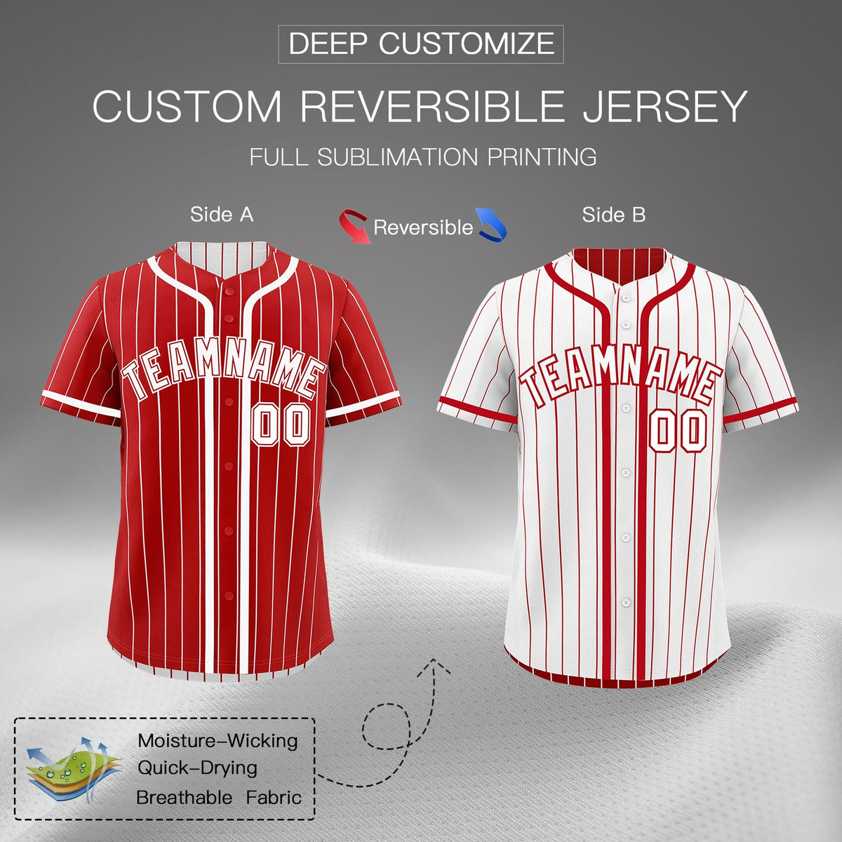 Custom Red White Reversible Gradient Fashion Breathable Baseball Jersey| KXKSHOP