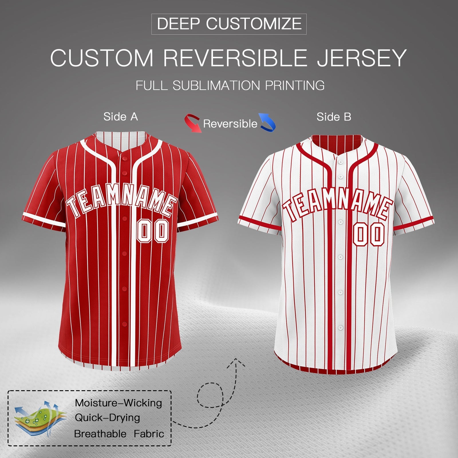 Custom Red White Reversible Gradient Fashion Breathable Baseball Jersey| KXKSHOP