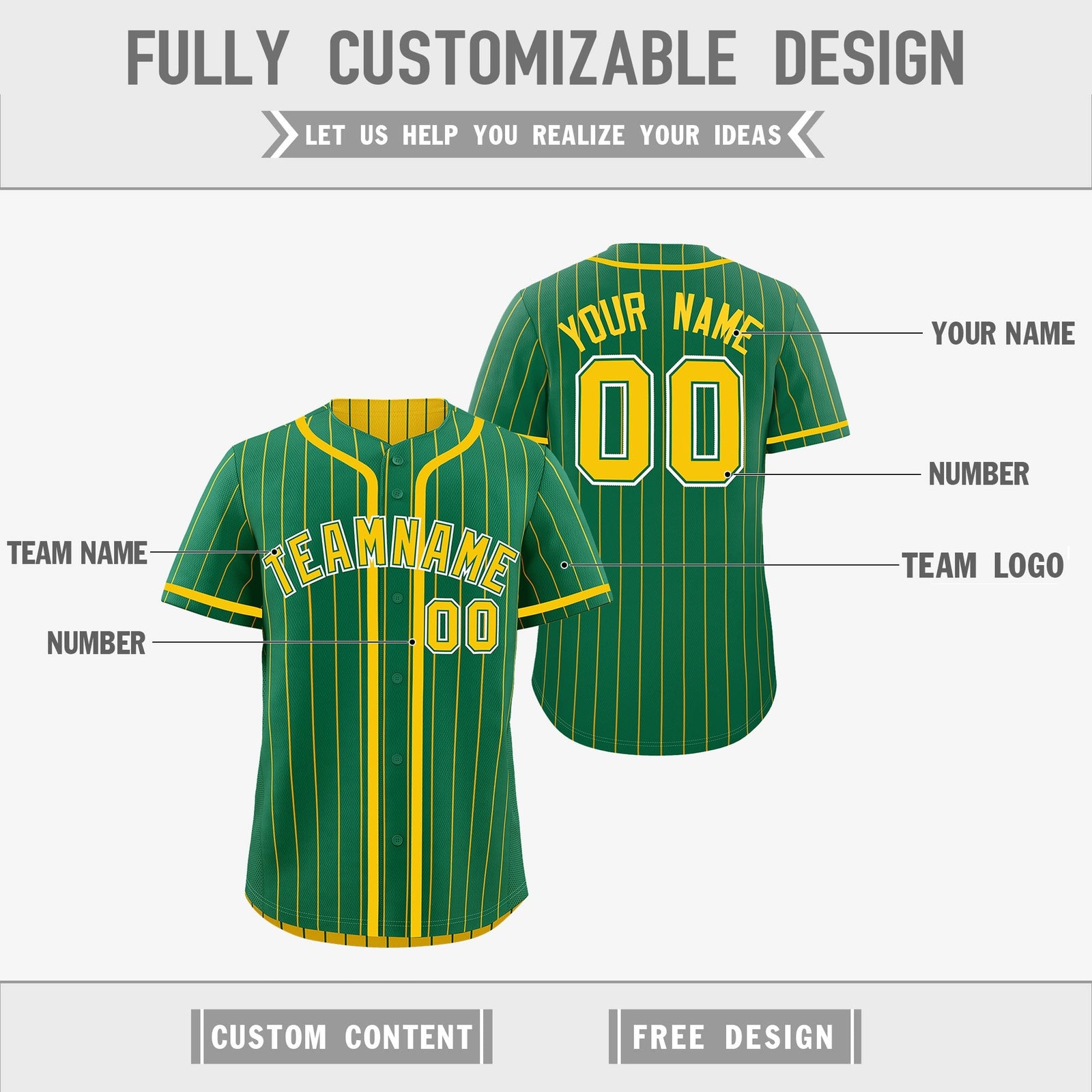 Custom Kelly Green Yellow Reversible Gradient Fashion Lightweight Baseball Jersey| KXKSHOP