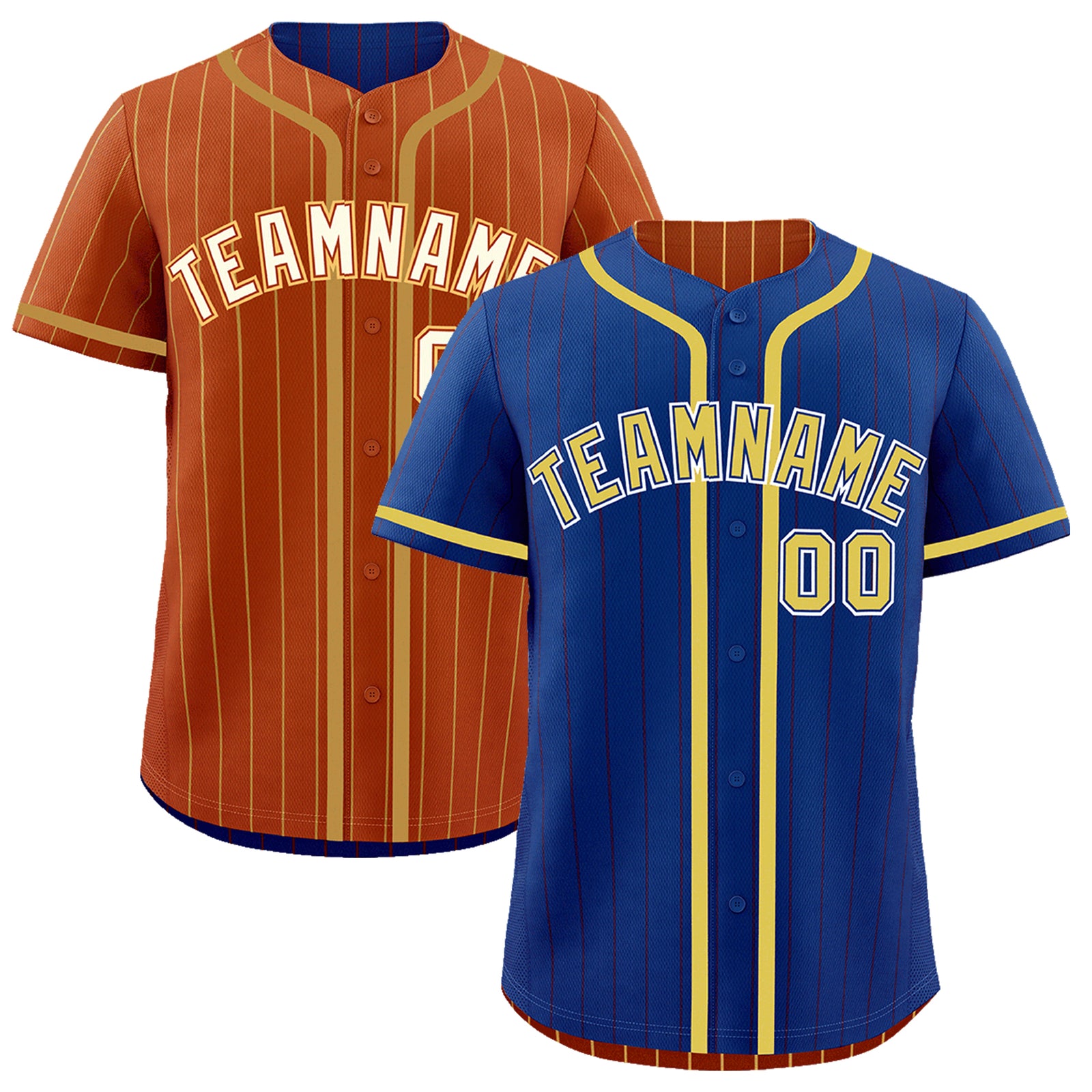 Custom Royal Blue Dark Orange Reversible Gradient Fashion Lightweight Baseball Jersey| KXKSHOP