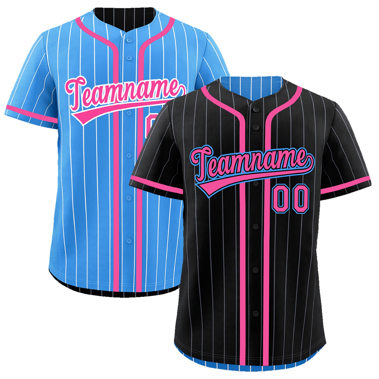 Custom Black Powder Blue Reversible Gradient Fashion Breathable Baseball Jersey| KXKSHOP