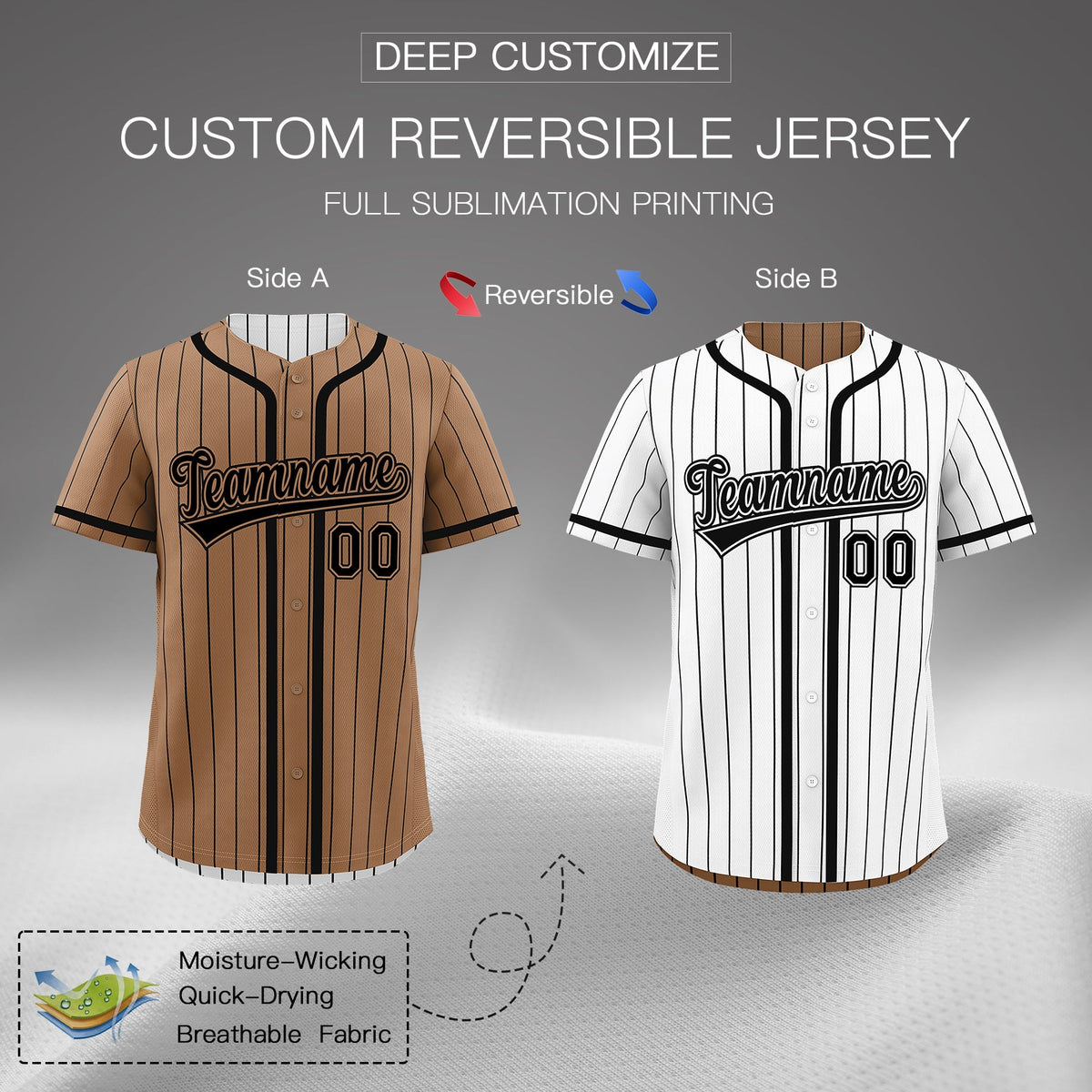 Custom White Black Reversible Gradient Fashion Lightweight Baseball Jersey| KXKSHOP