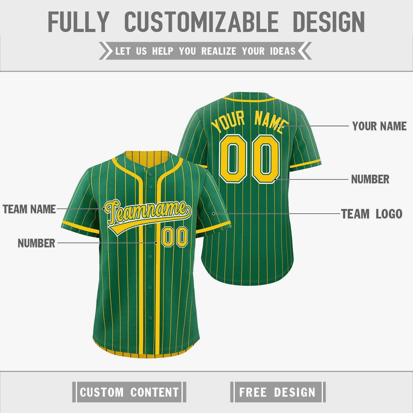Custom Kelly Green Yellow Reversible Gradient Fashion Lightweight Baseball Jersey| KXKSHOP