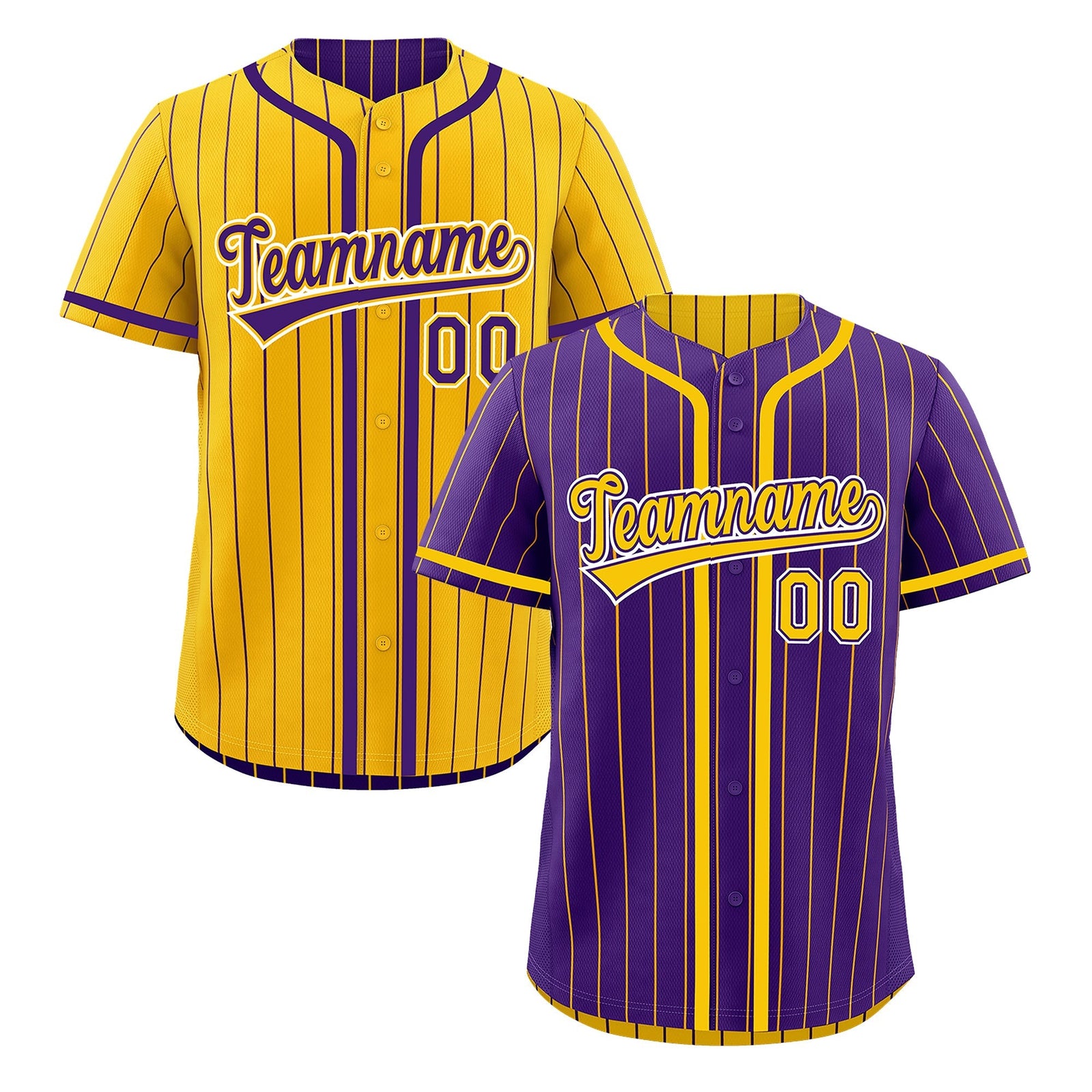 Custom Purple Yellow Reversible Gradient Fashion Lightweight Baseball Jersey| KXKSHOP