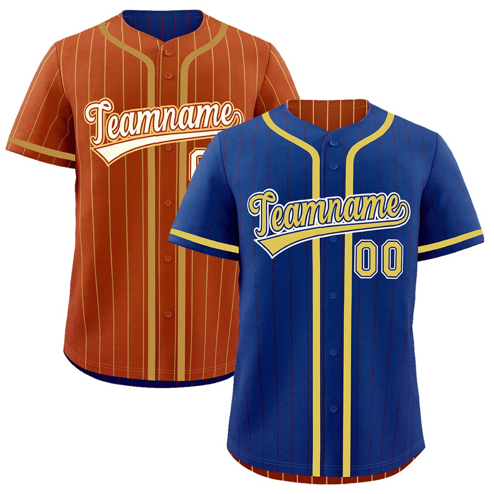 Custom Royal Blue Dark Orange Reversible Gradient Fashion Lightweight Baseball Jersey| KXKSHOP