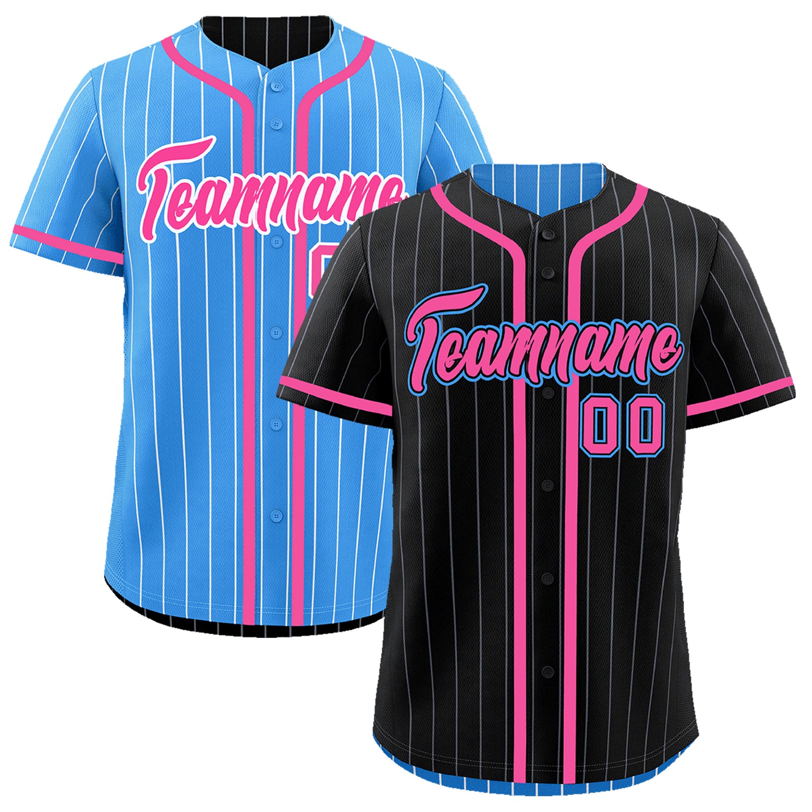 Custom Black Powder Blue Reversible Gradient Fashion Breathable Baseball Jersey| KXKSHOP