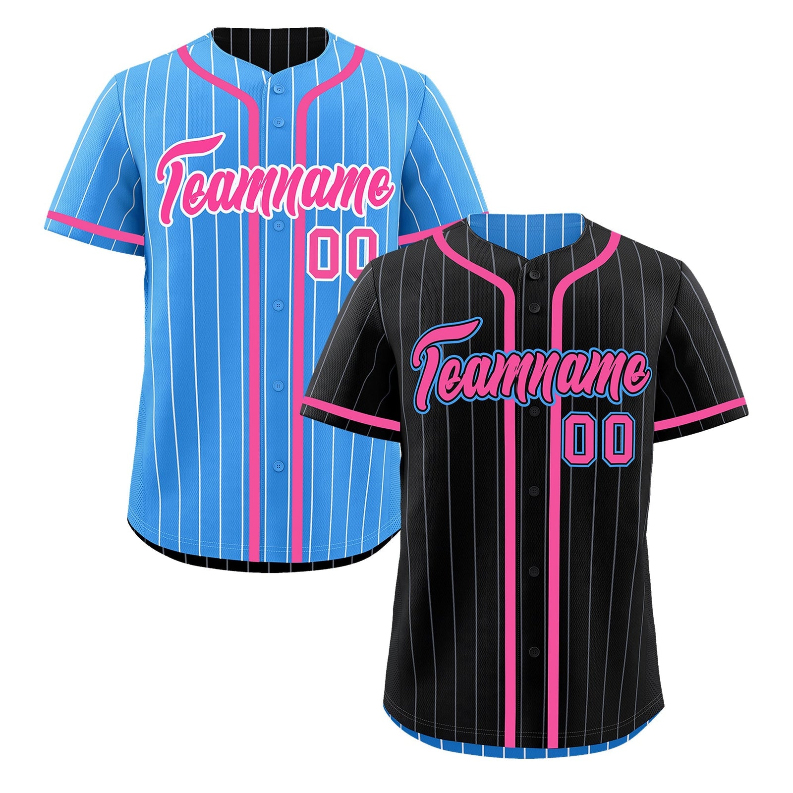 Custom Black Powder Blue Reversible Gradient Fashion Breathable Baseball Jersey| KXKSHOP