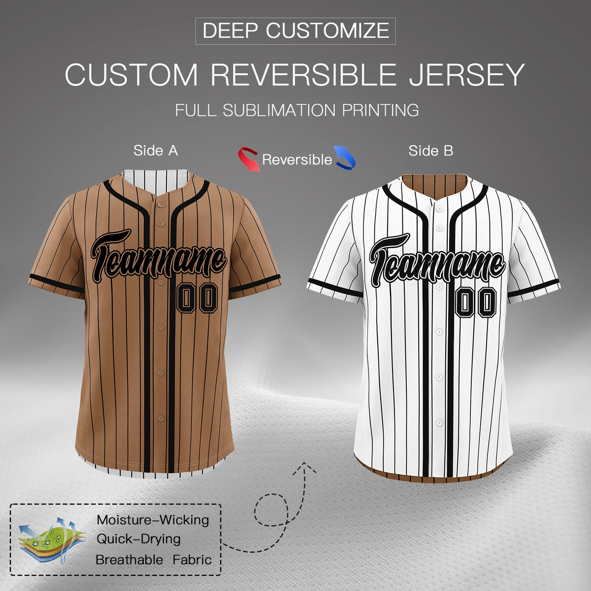 Custom White Black Reversible Gradient Fashion Lightweight Baseball Jersey| KXKSHOP