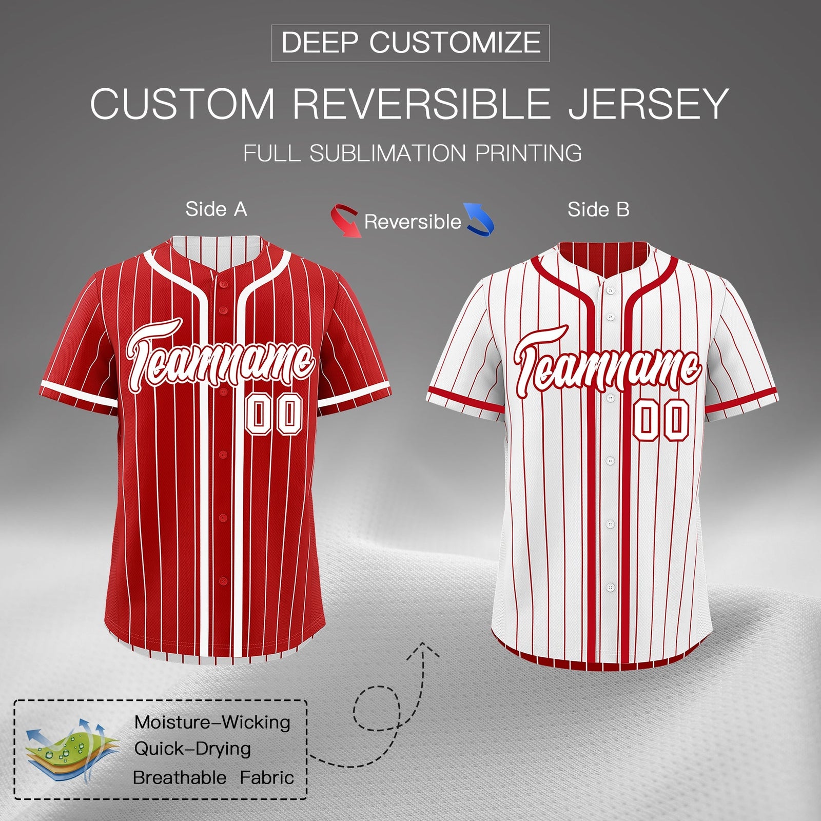 Custom Red White Reversible Gradient Fashion Breathable Baseball Jersey| KXKSHOP