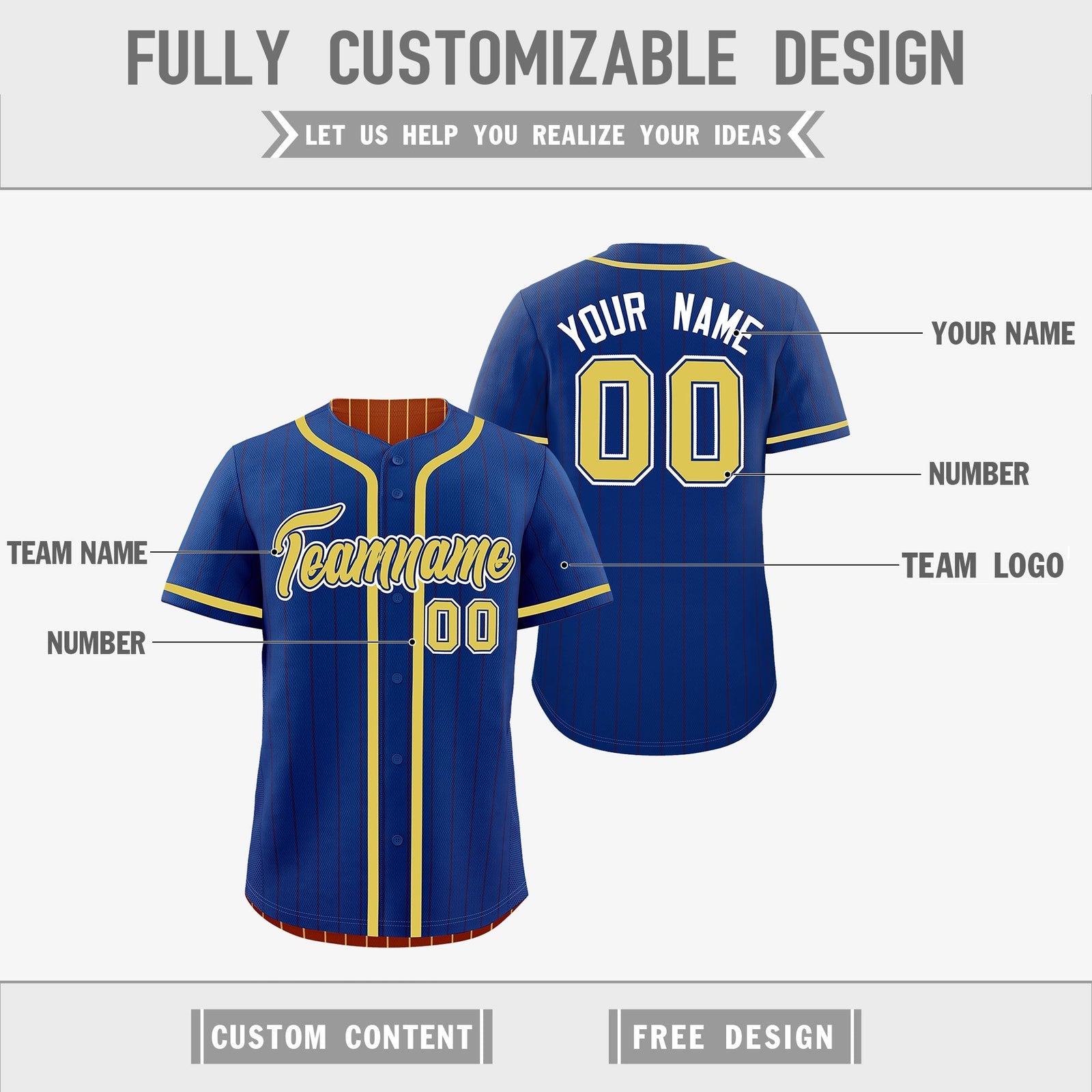 Custom Royal Blue Dark Orange Reversible Gradient Fashion Lightweight Baseball Jersey| KXKSHOP