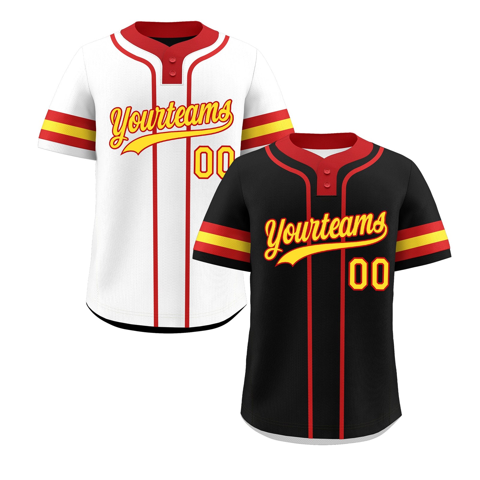 Custom Red Gold Reversible Classic Style Two-Button Baseball Jersey| KXKSHOP