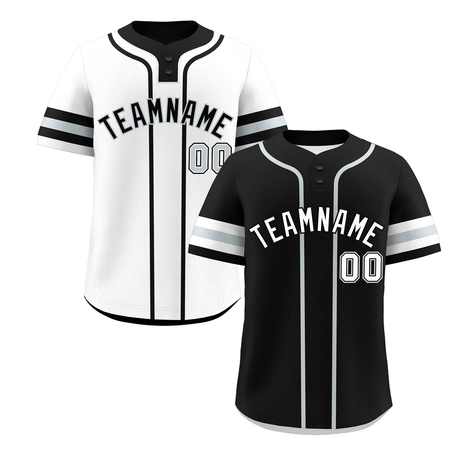 Custom White Silver Black Reversible Classic Style Two-Button Baseball Jersey| KXKSHOP