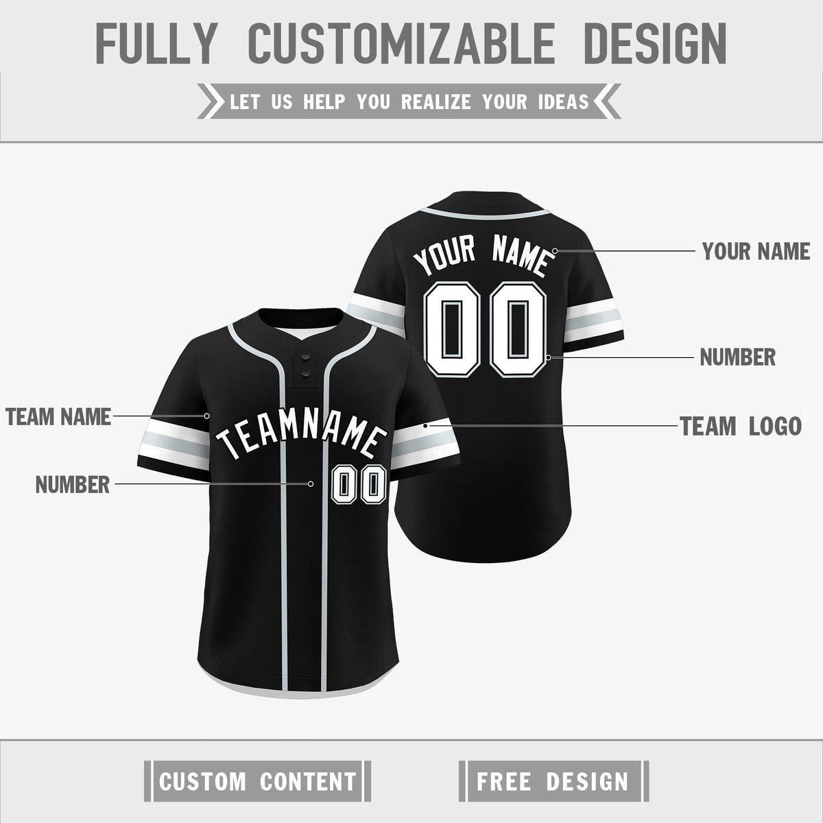 Custom White Silver Black Reversible Classic Style Two-Button Baseball Jersey| KXKSHOP