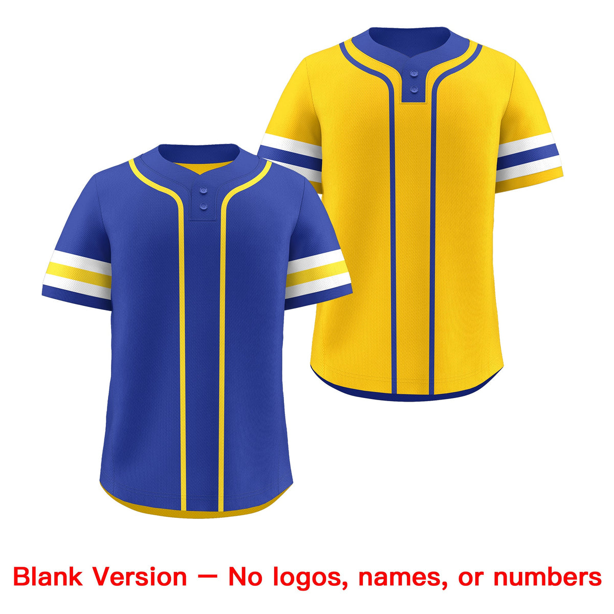 Custom White Gold Royal Blue Reversible Classic Style Two-Button Baseball Jersey| KXKSHOP