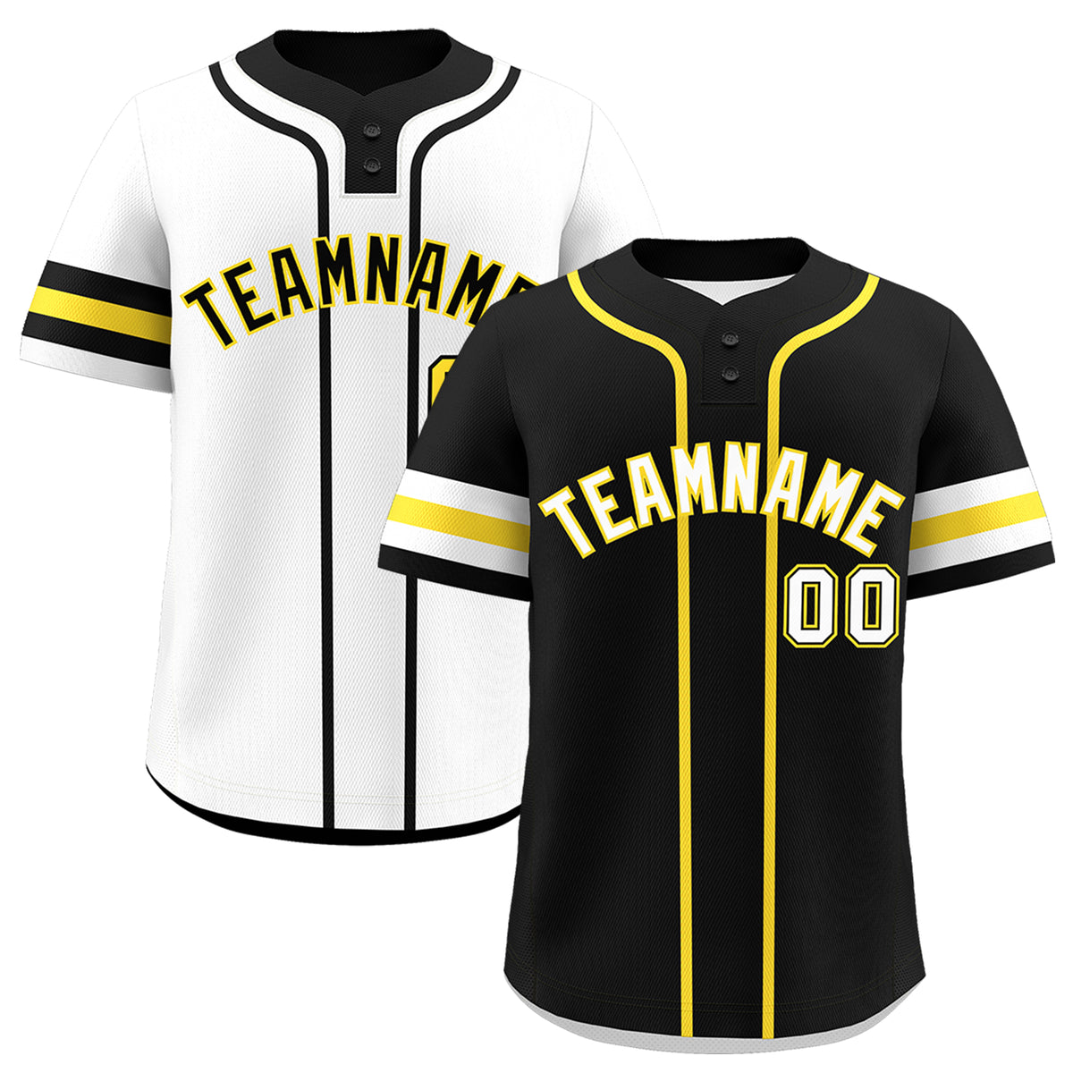 Custom White Gold Black Reversible Classic Style Two-Button Baseball Jersey| KXKSHOP