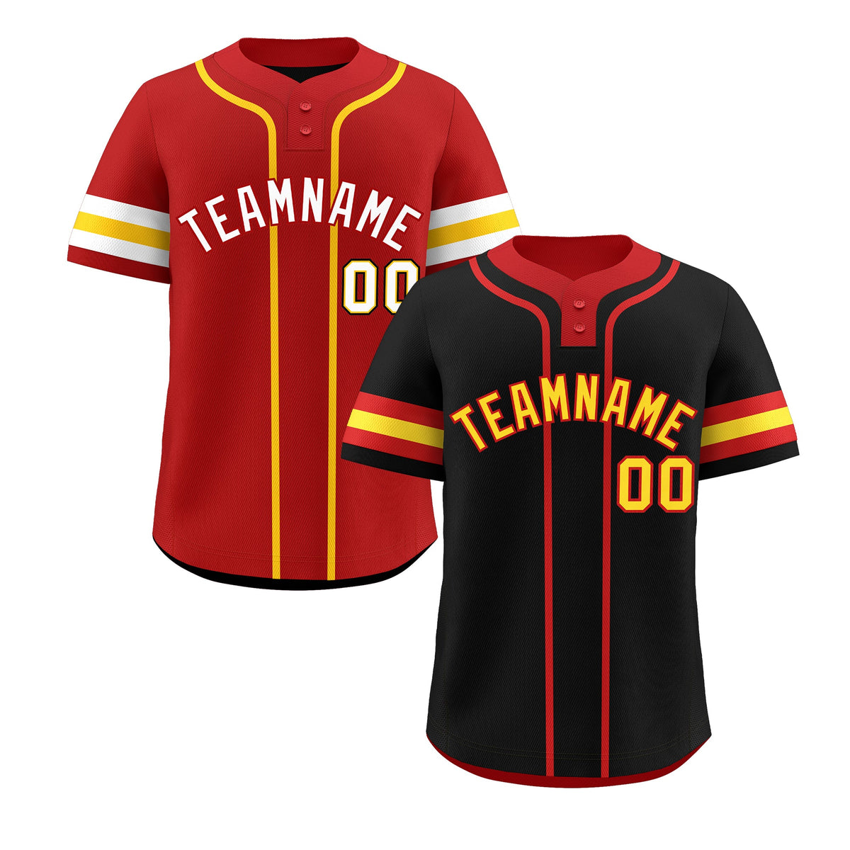 Custom Red Gold White Reversible Classic Style Two-Button Baseball Jersey| KXKSHOP
