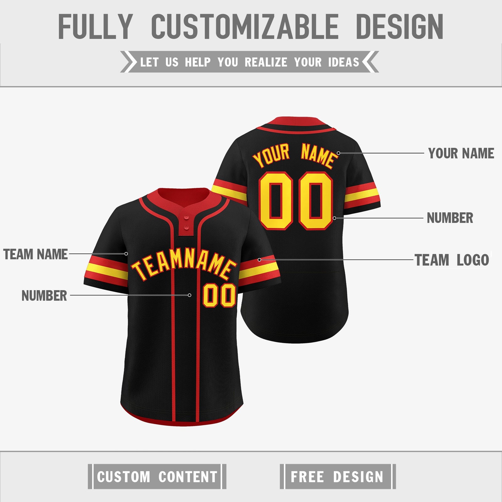 Custom Red Gold White Reversible Classic Style Two-Button Baseball Jersey| KXKSHOP
