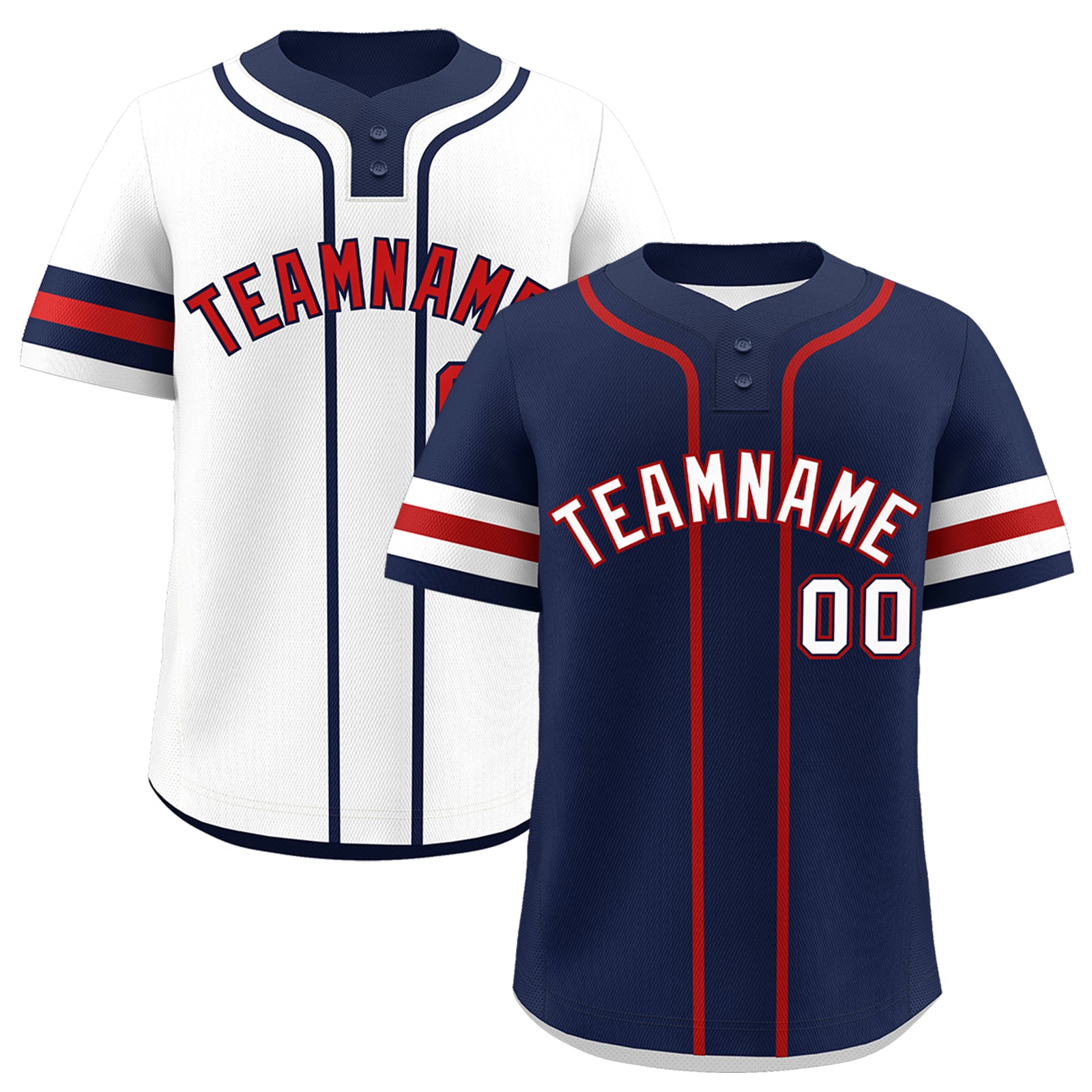 Custom White Red Navy Reversible Classic Style Two-Button Baseball Jersey| KXKSHOP
