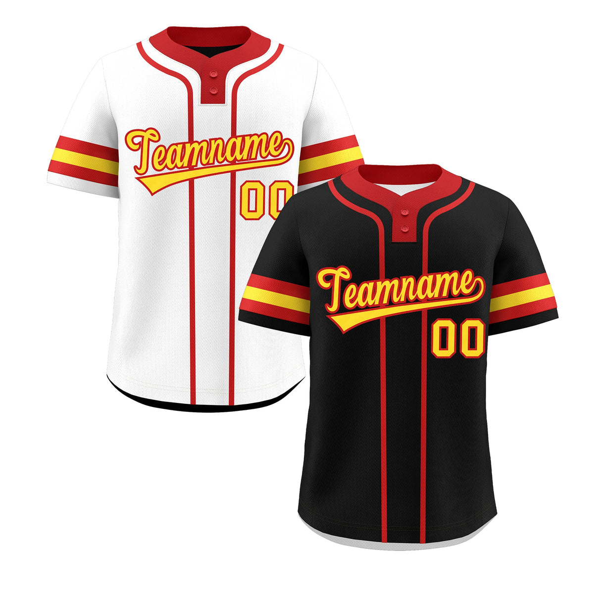 Custom Red Gold Reversible Classic Style Two-Button Baseball Jersey| KXKSHOP
