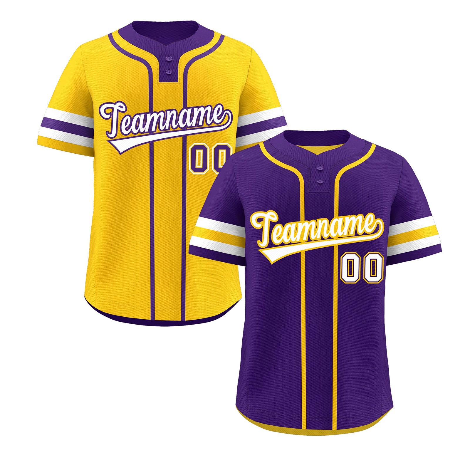 Custom White Gold Purple Reversible Classic Style Two-Button Baseball Jersey| KXKSHOP