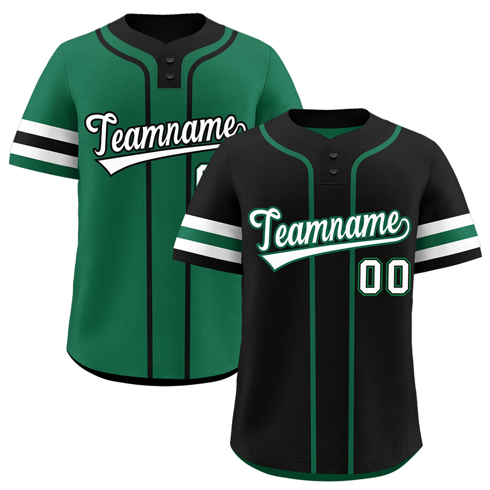 Custom White Kelly Green Black Reversible Classic Style Two-Button Baseball Jersey| KXKSHOP