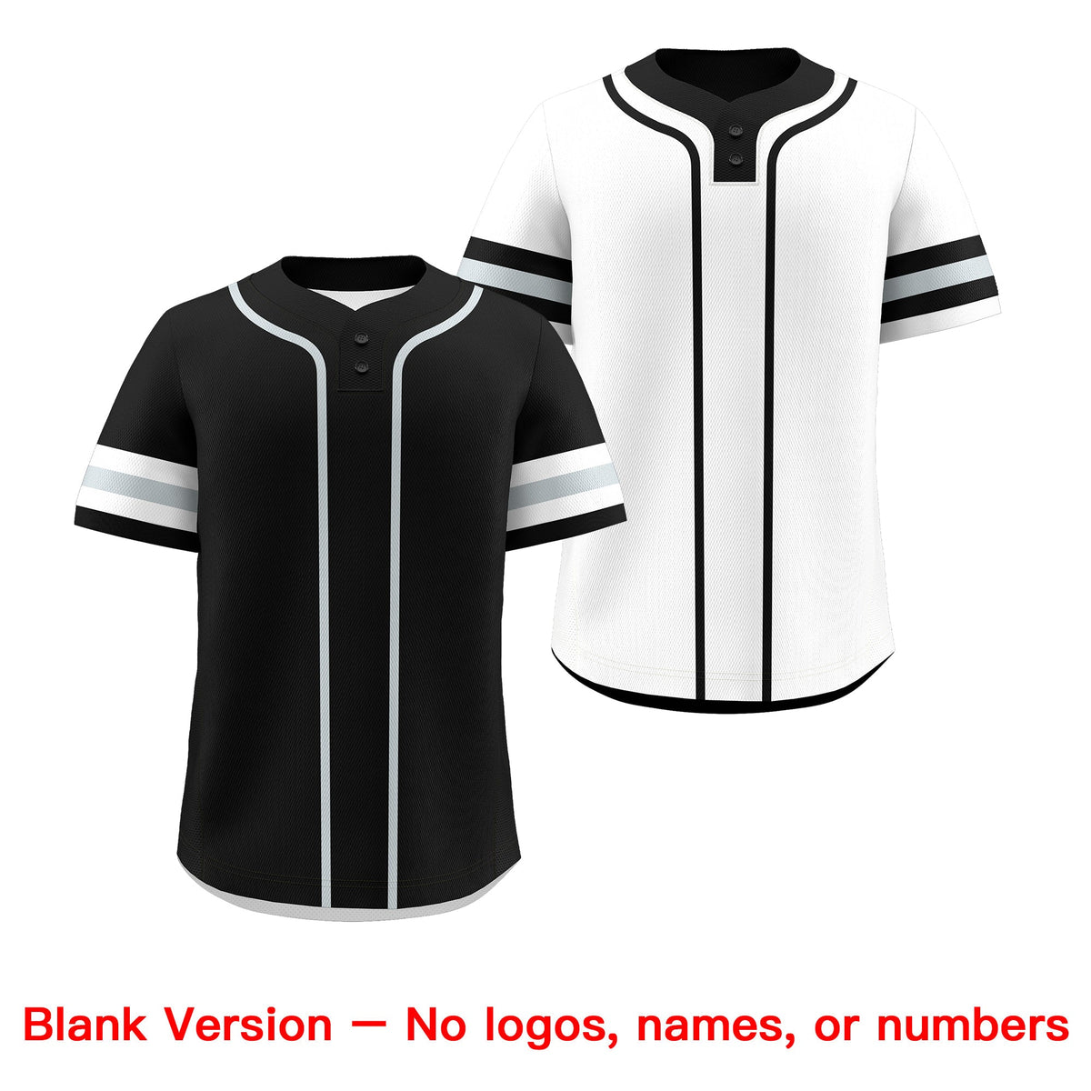 Custom White Silver Black Reversible Classic Style Two-Button Baseball Jersey| KXKSHOP
