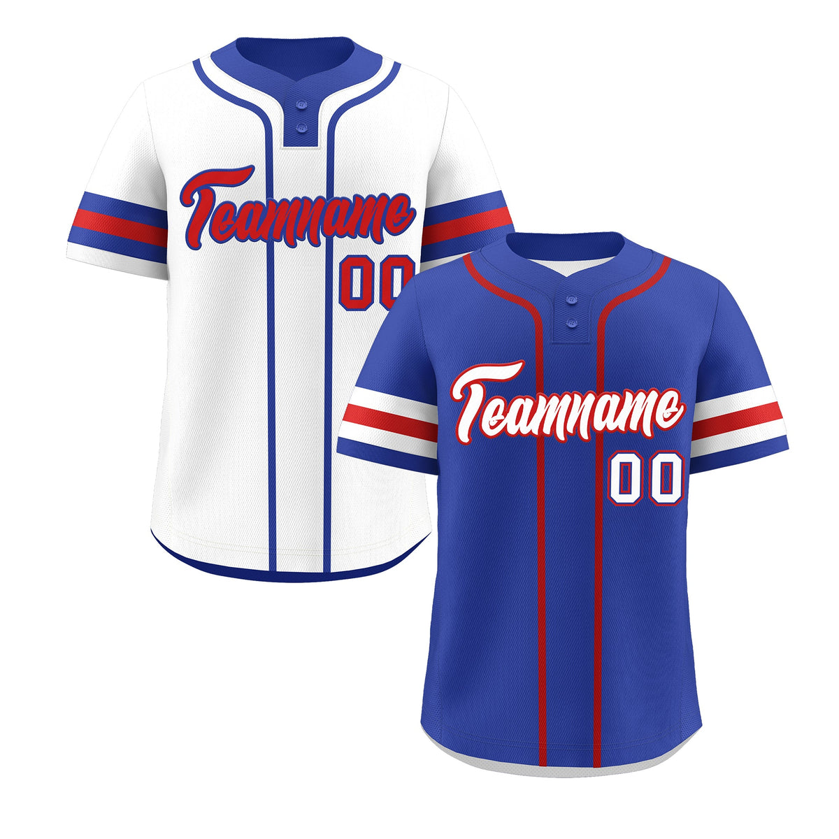 Custom White Red Royal Blue Reversible Classic Style Two-Button Baseball Jersey| KXKSHOP