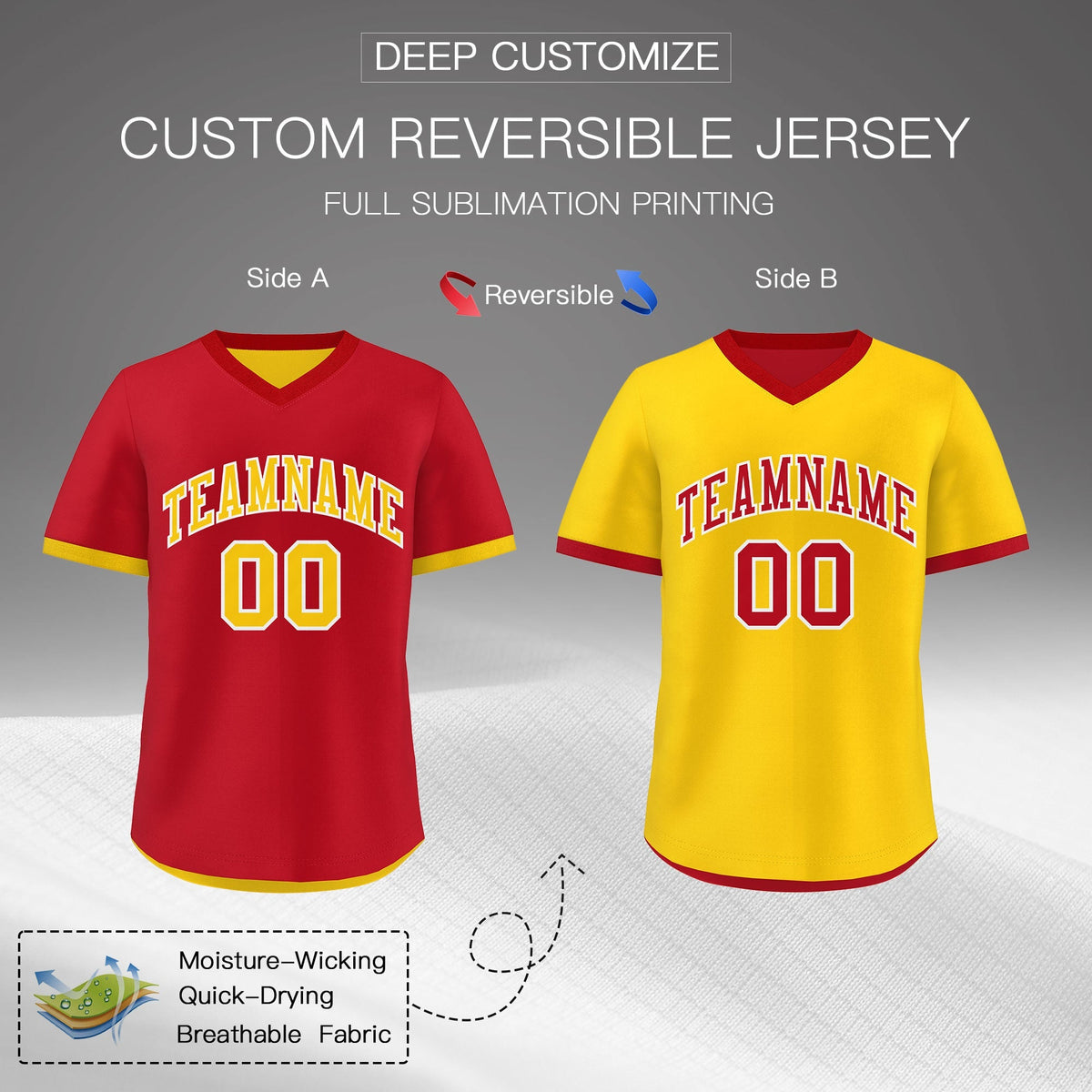 Custom Gold Red Reversible Classic Style Lightweight Baseball Jersey| KXKSHOP