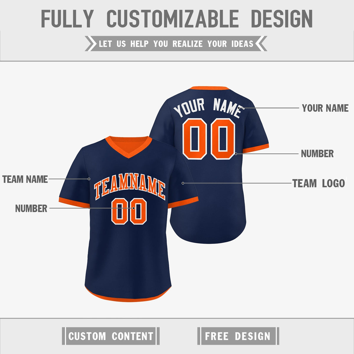 Custom Navy Orange Reversible Classic Style Breathable Baseball Jersey| KXKSHOP