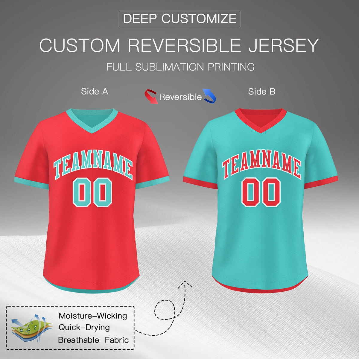 Custom Teal Neon Green Reversible Classic Style Lightweight Baseball Jersey| KXKSHOP