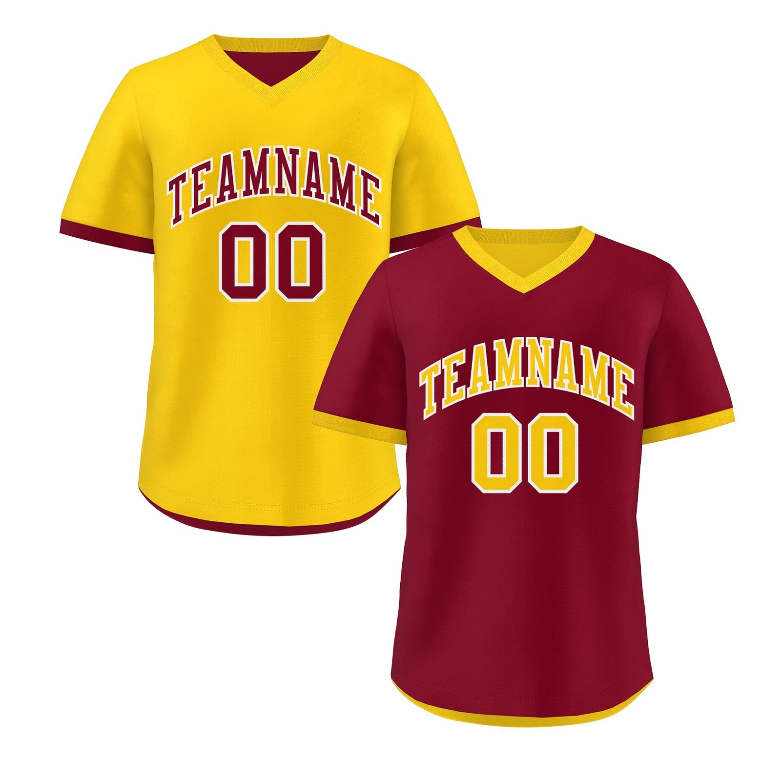 Custom Gold Red Reversible Classic Style Breathable Baseball Jersey| KXKSHOP