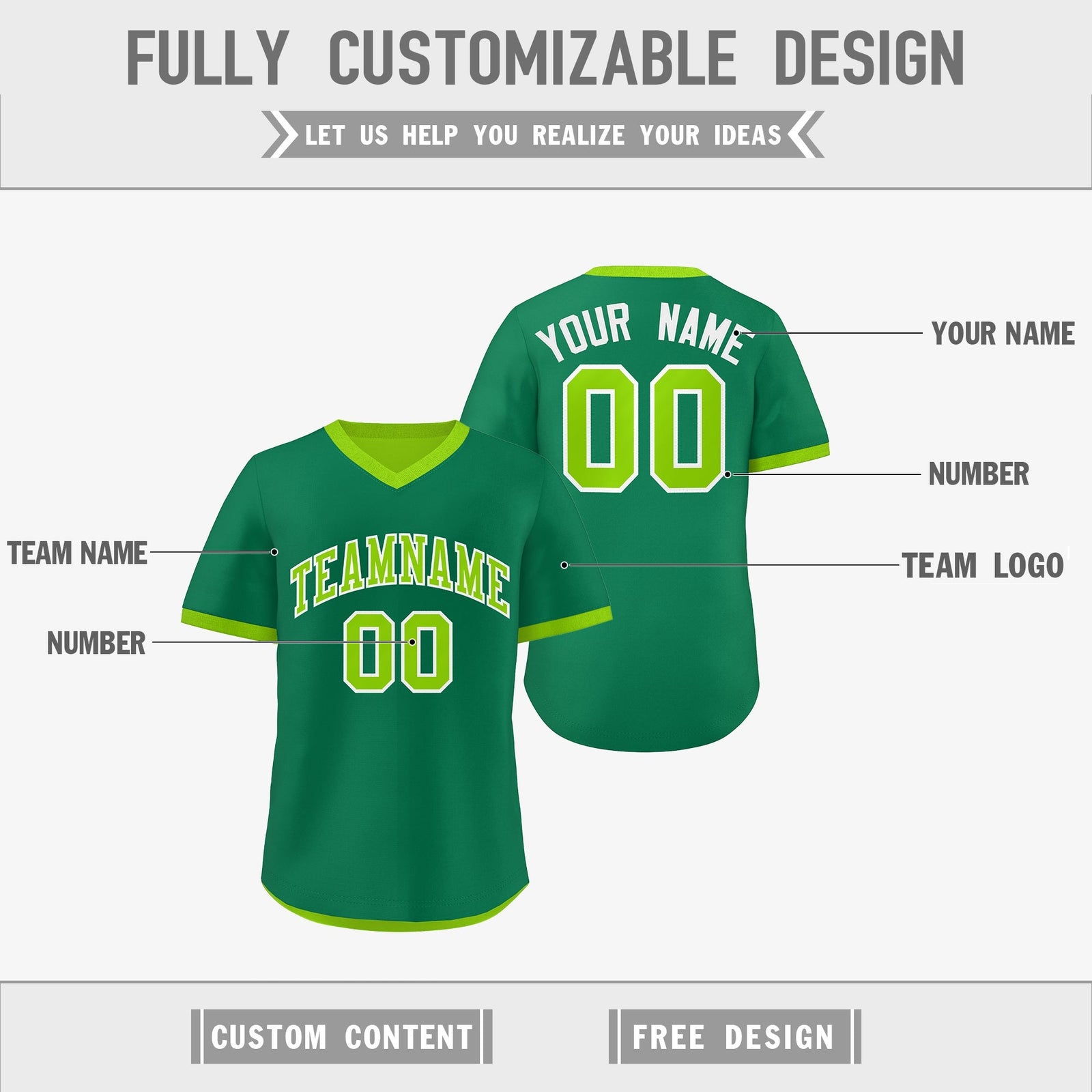 Custom Neon Green Kelly Green Reversible Classic Style Lightweight Baseball Jersey| KXKSHOP