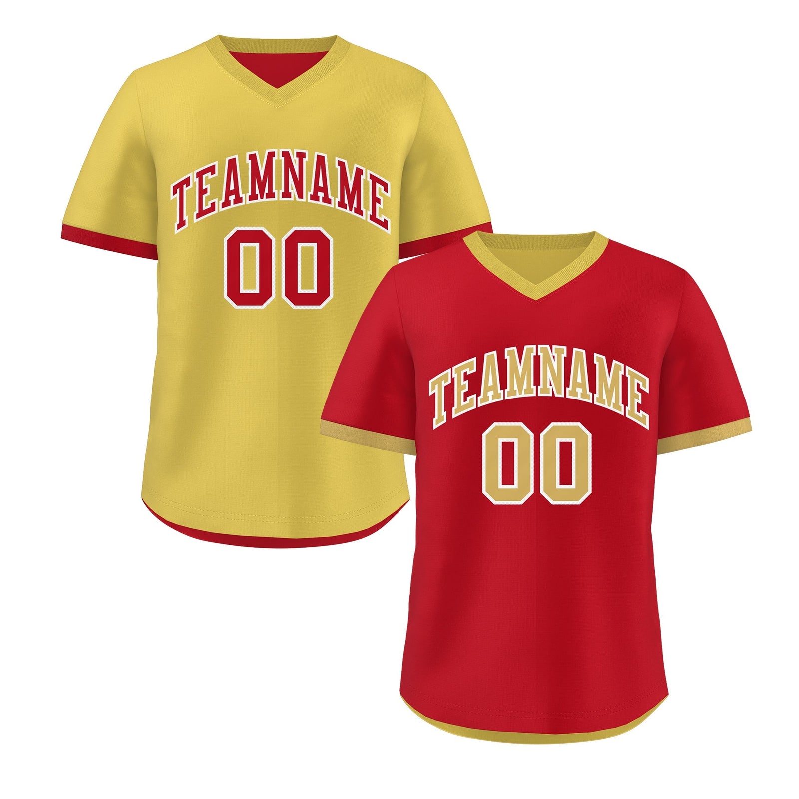 Custom Old Gold Red Reversible Classic Style Quick Dry Baseball Jersey| KXKSHOP