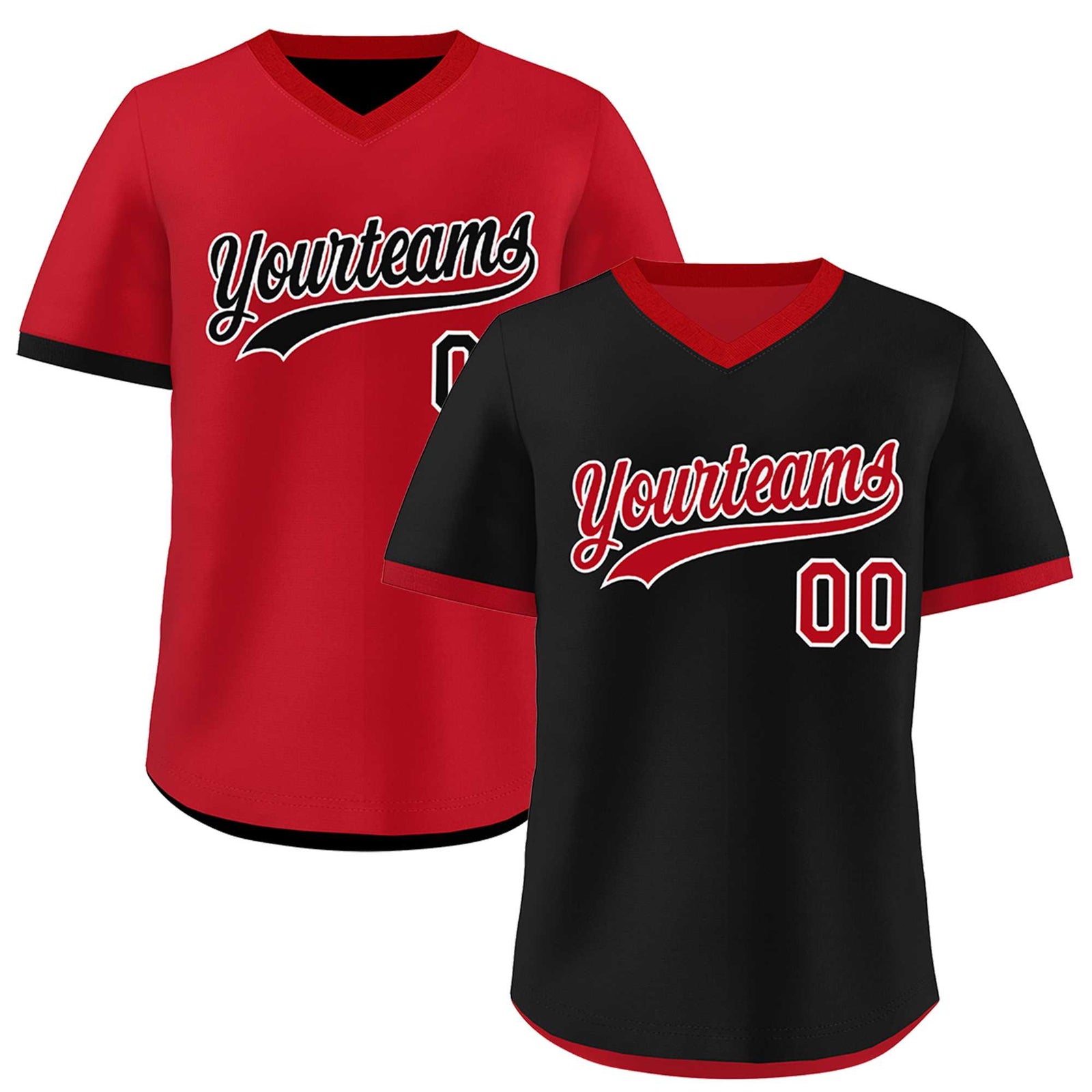 Custom Red Black Reversible Classic Style Breathable Baseball Jersey| KXKSHOP