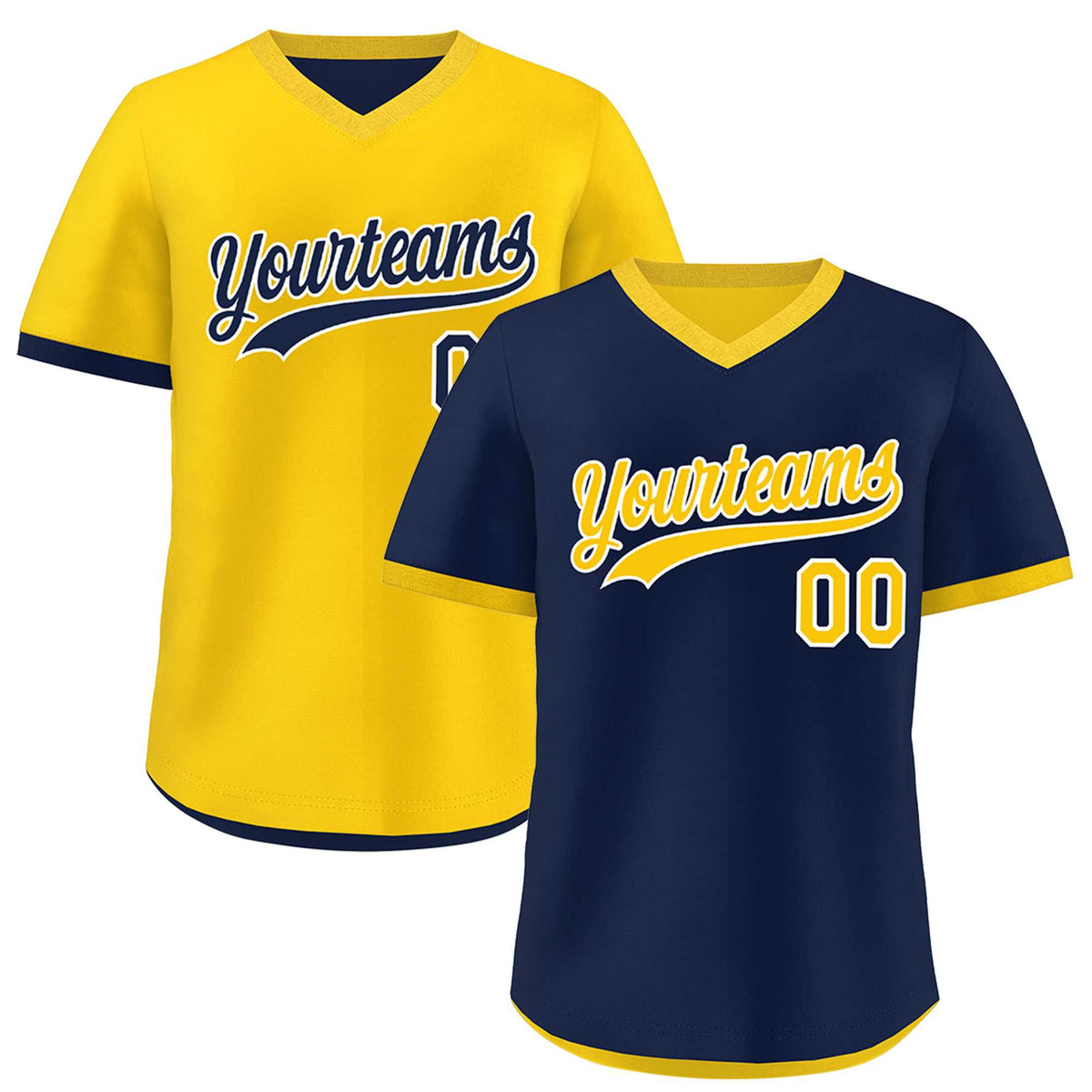 Custom Navy Gold White Reversible Classic Style Lightweight Baseball Jersey| KXKSHOP