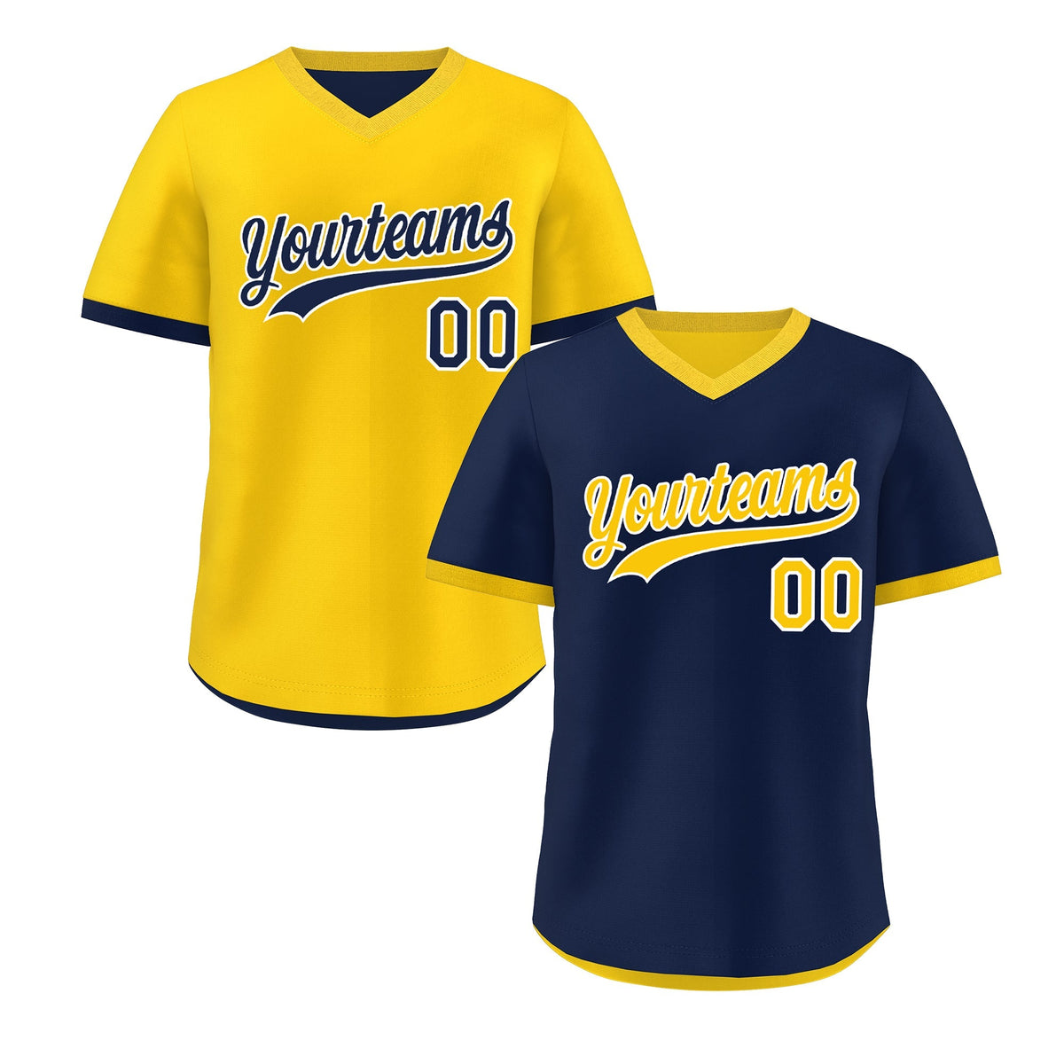 Custom Navy Gold White Reversible Classic Style Lightweight Baseball Jersey| KXKSHOP
