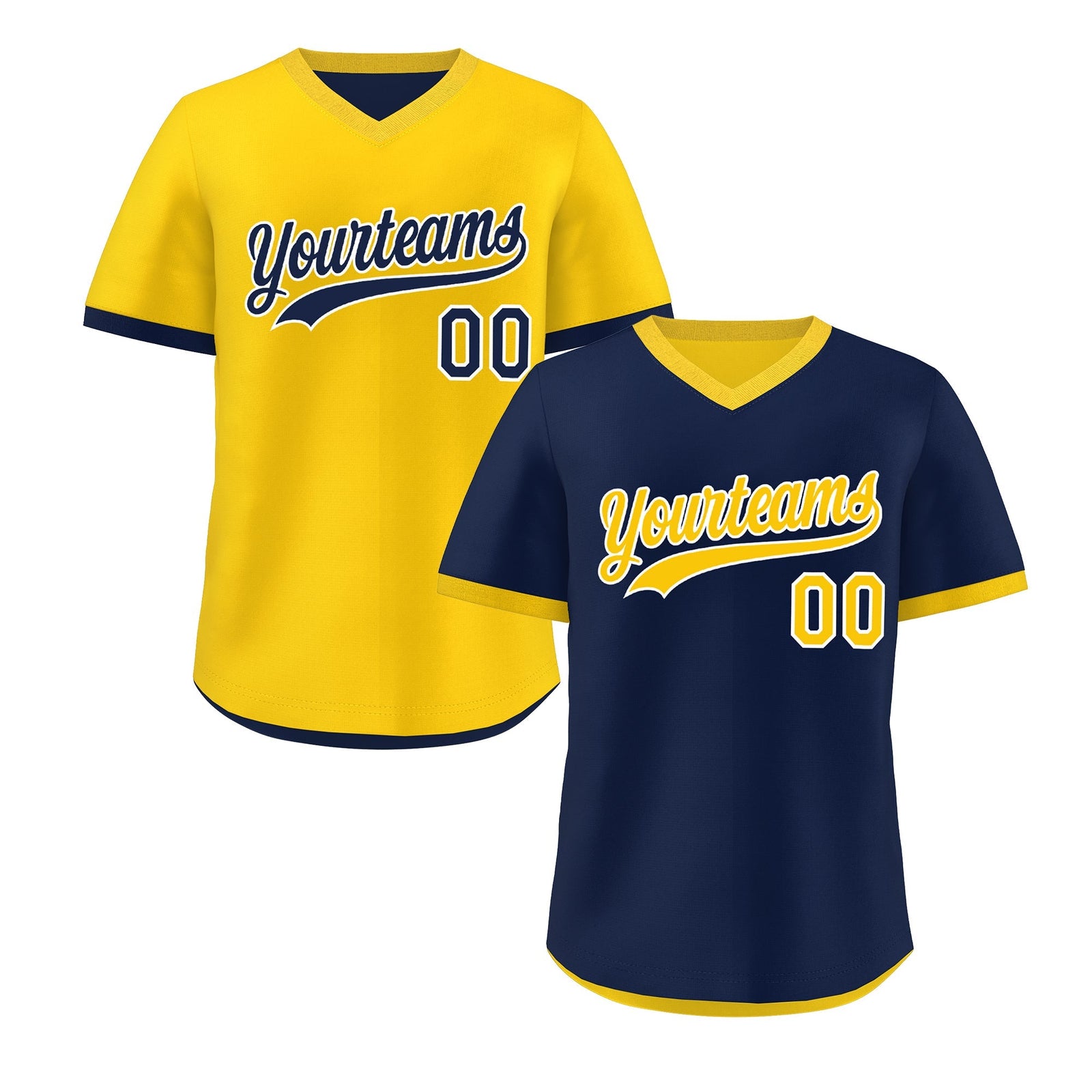 Custom Navy Gold White Reversible Classic Style Lightweight Baseball Jersey| KXKSHOP