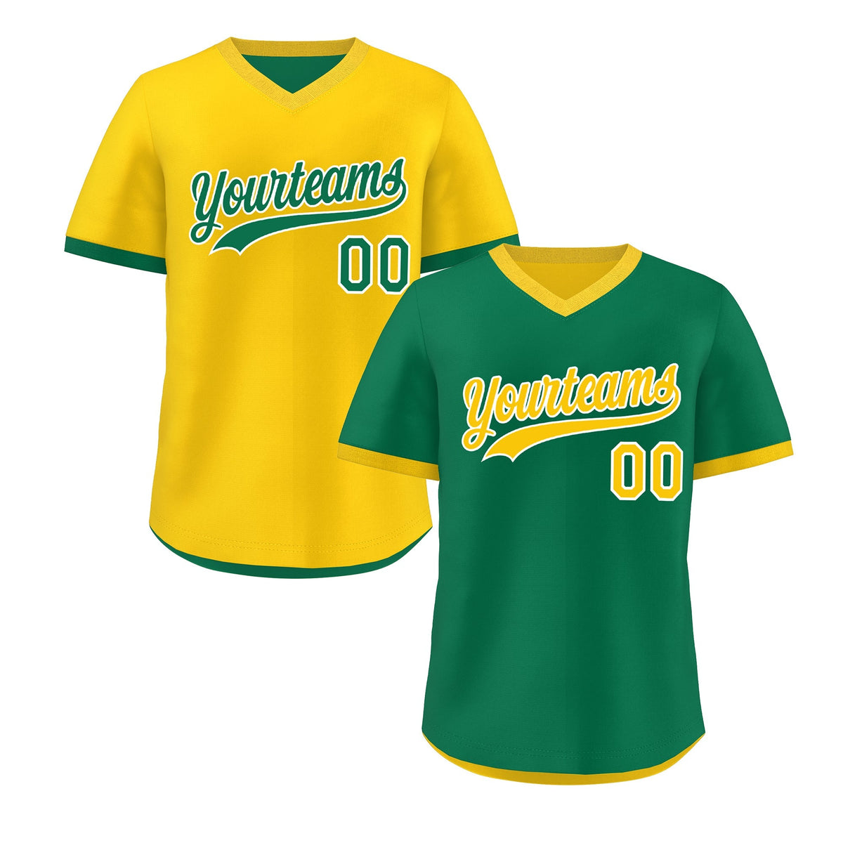 Custom Kelly Green Gold Reversible Classic Style Quick Dry Baseball Jersey| KXKSHOP