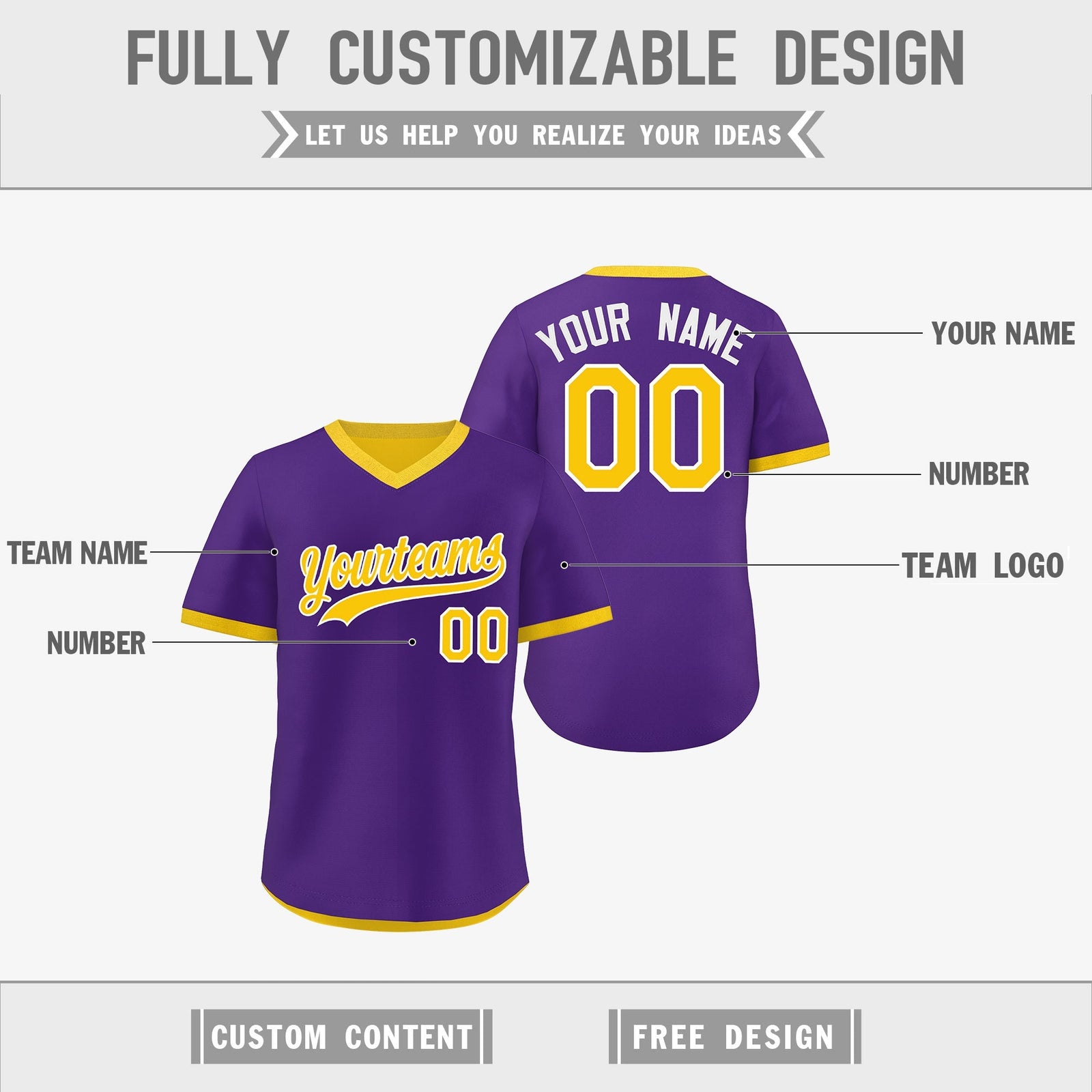 Custom Purple Gold Reversible Classic Style Breathable Baseball Jersey| KXKSHOP