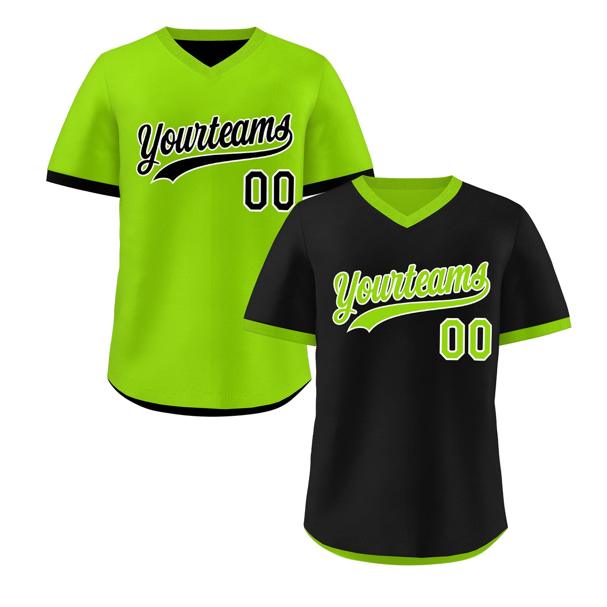 Custom Neon Green Black Reversible Classic Style Quick Dry Baseball Jersey| KXKSHOP