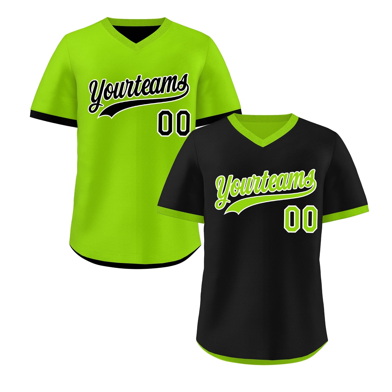 Custom Neon Green Black Reversible Classic Style Quick Dry Baseball Jersey| KXKSHOP