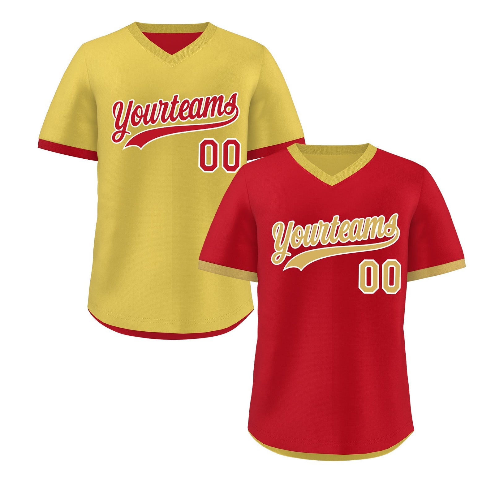 Custom Old Gold Red Reversible Classic Style Quick Dry Baseball Jersey| KXKSHOP